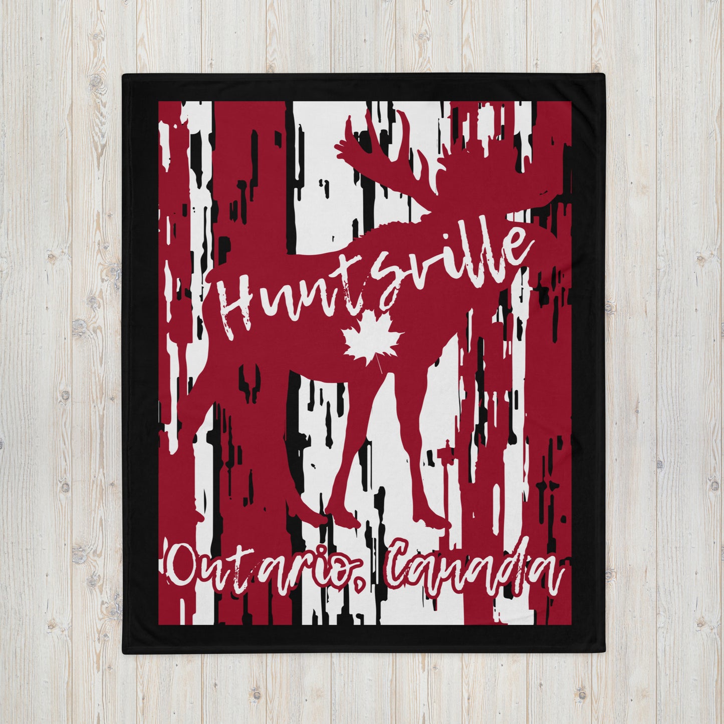 Huntsville Ontario Moose - Campfire Blanket - Throw Blanket