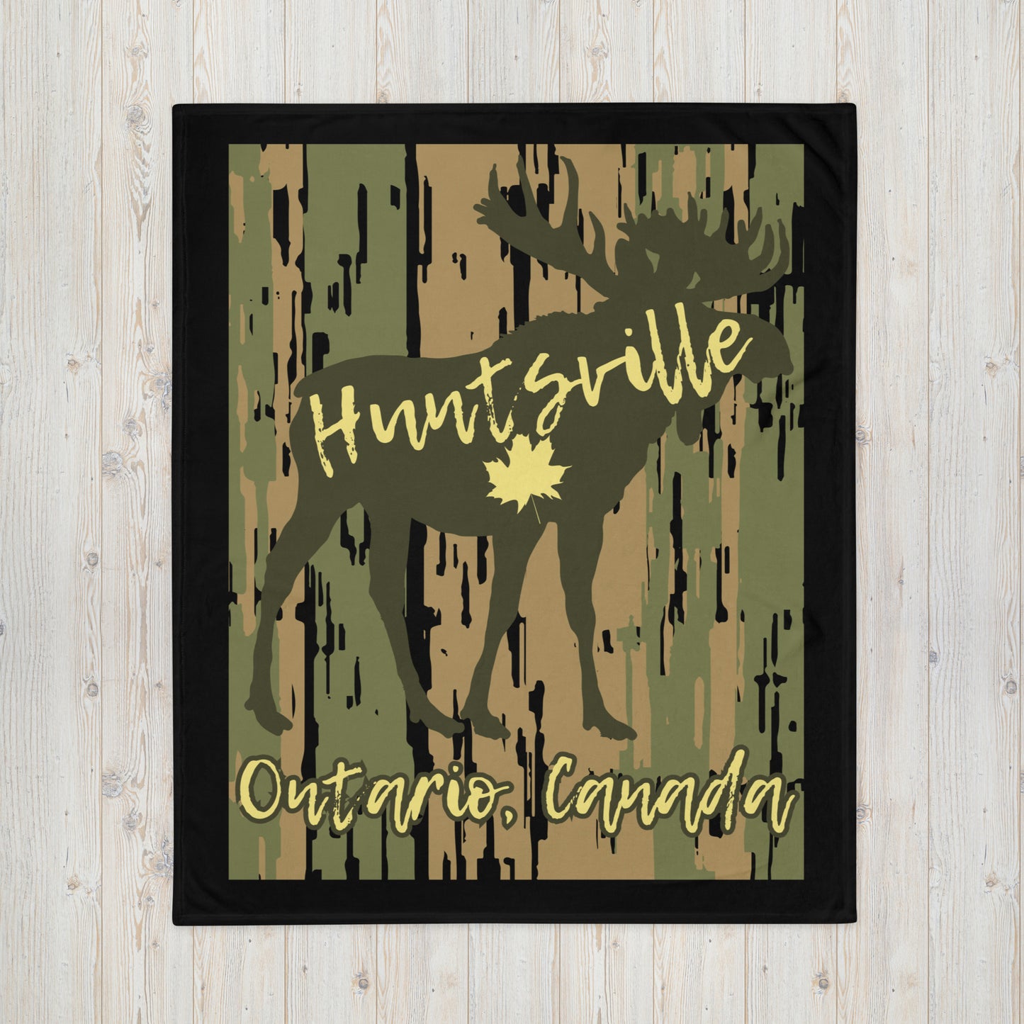 Huntsville Ontario Moose - Campfire Blanket - Throw Blanket