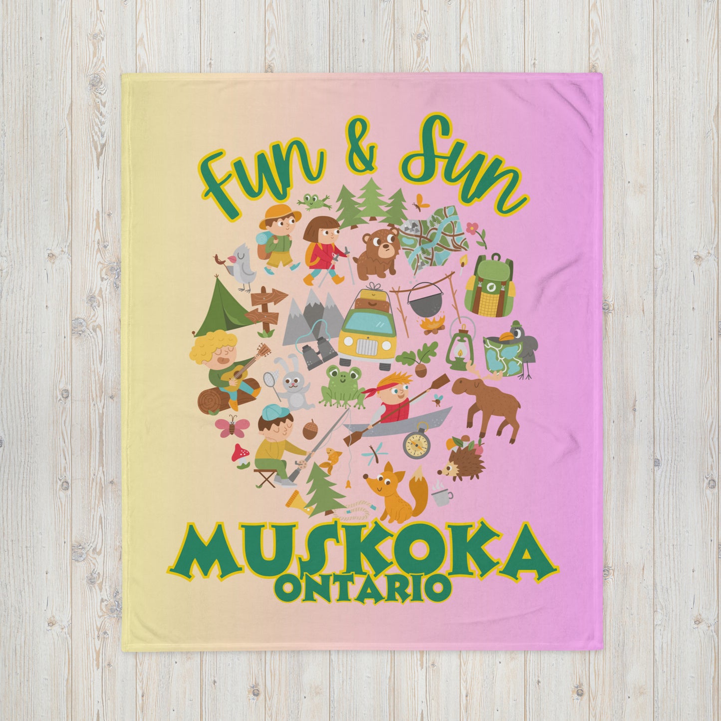Muskoka Ontario - Fun & Sun - Campfire Blanket - Throw Blanket