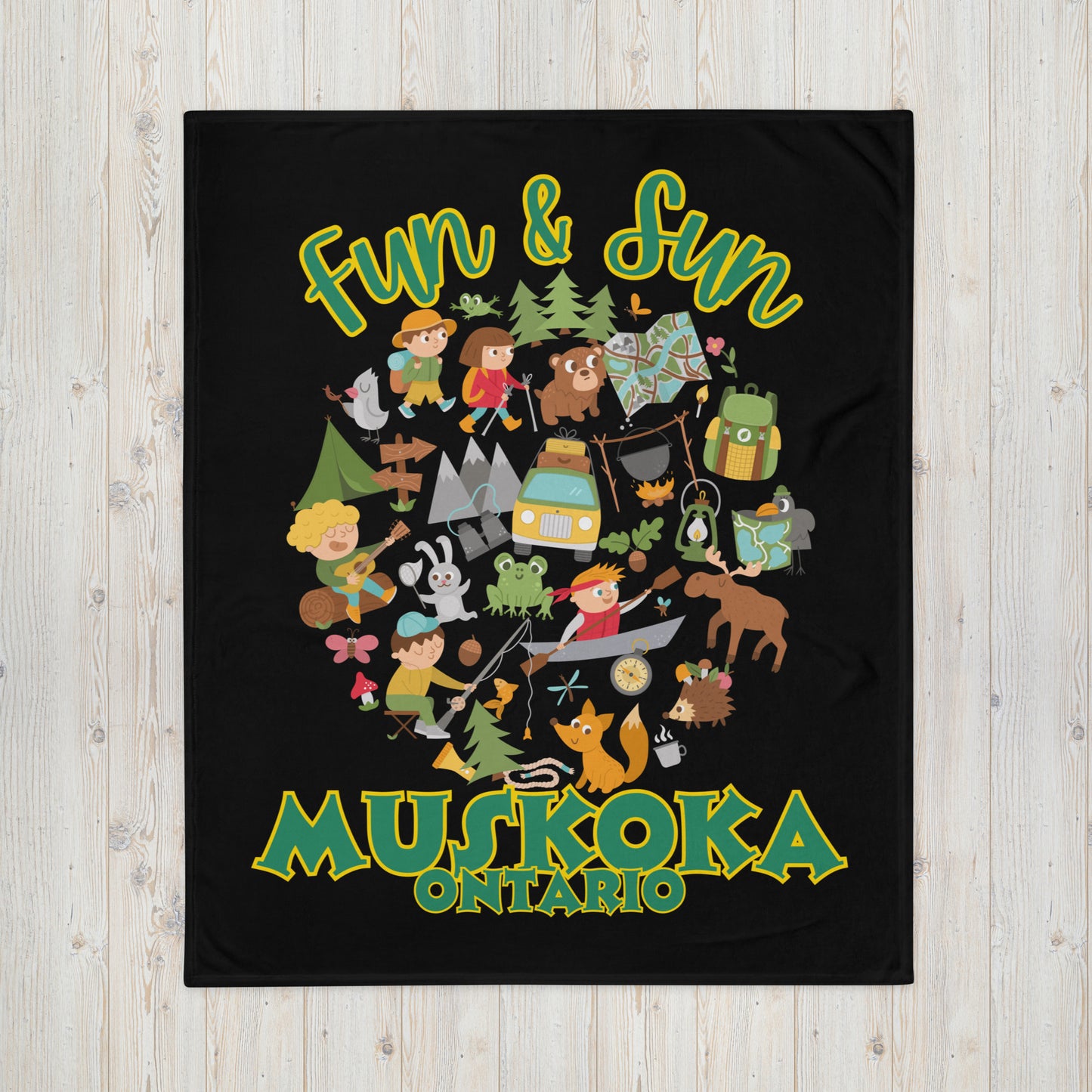Muskoka Ontario - Fun & Sun - Campfire Blanket - Throw Blanket