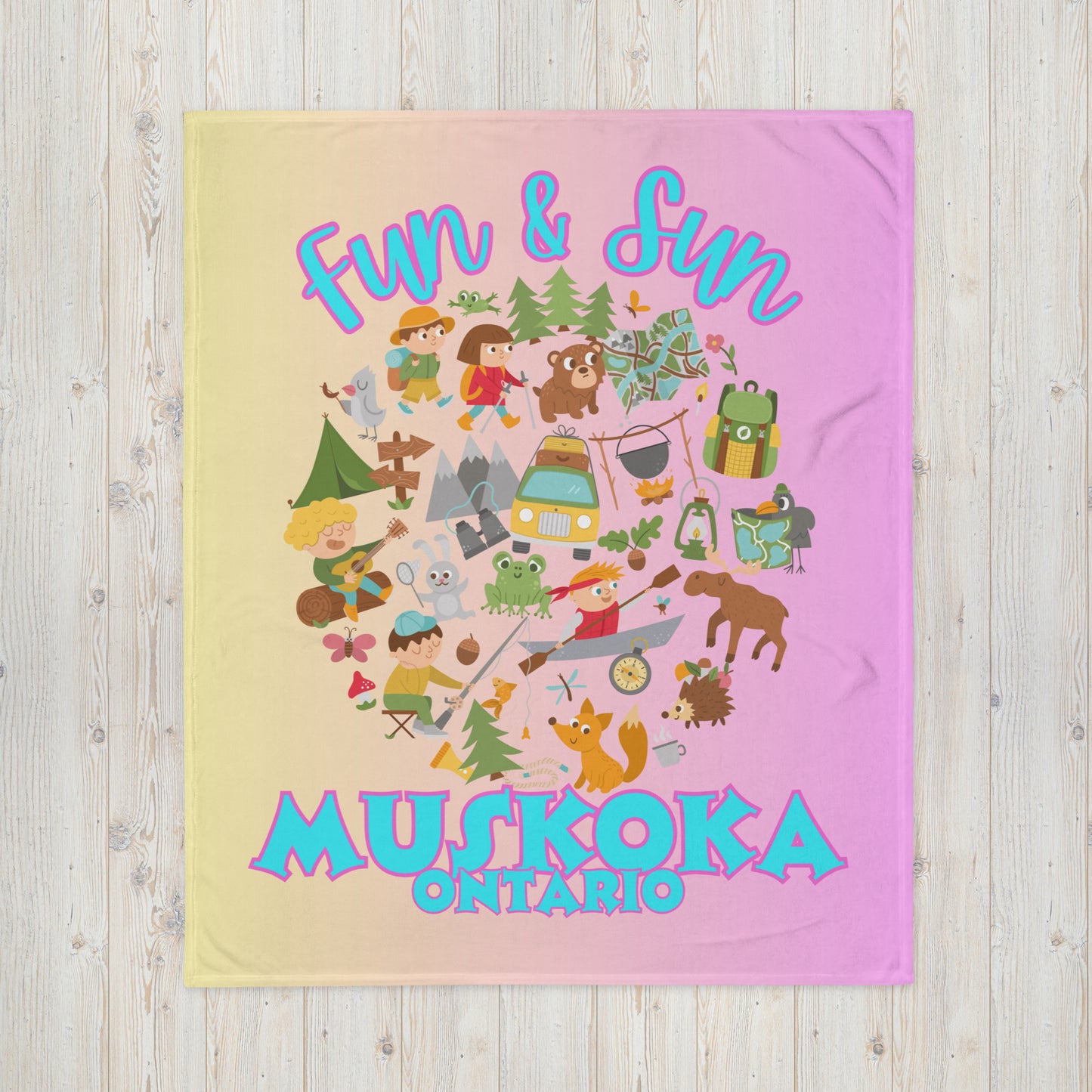 Muskoka Ontario - Fun & Sun - Campfire Blanket - Throw Blanket