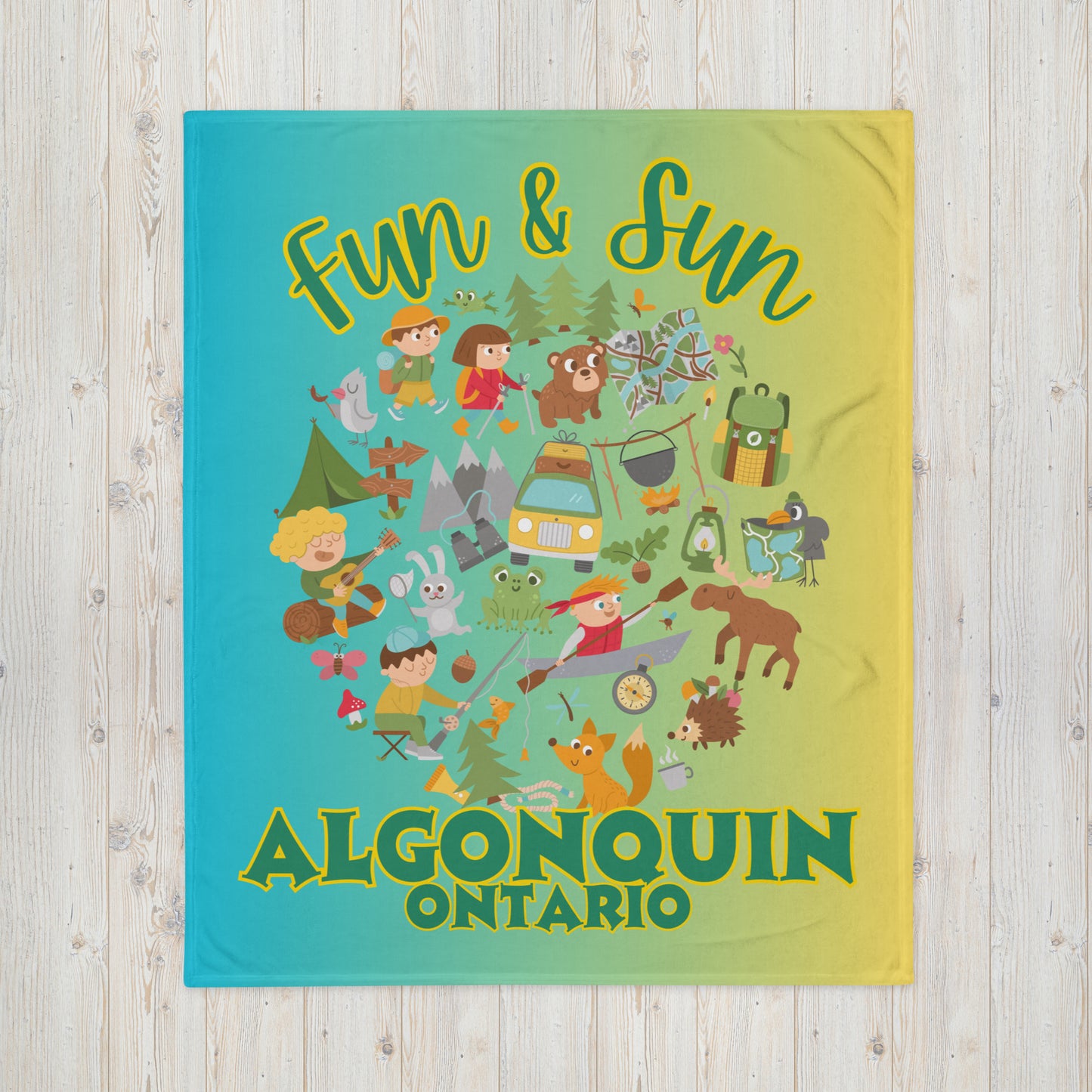 Algonquin Ontario - Fun & Sun - Campfire Blanket - Throw Blanket