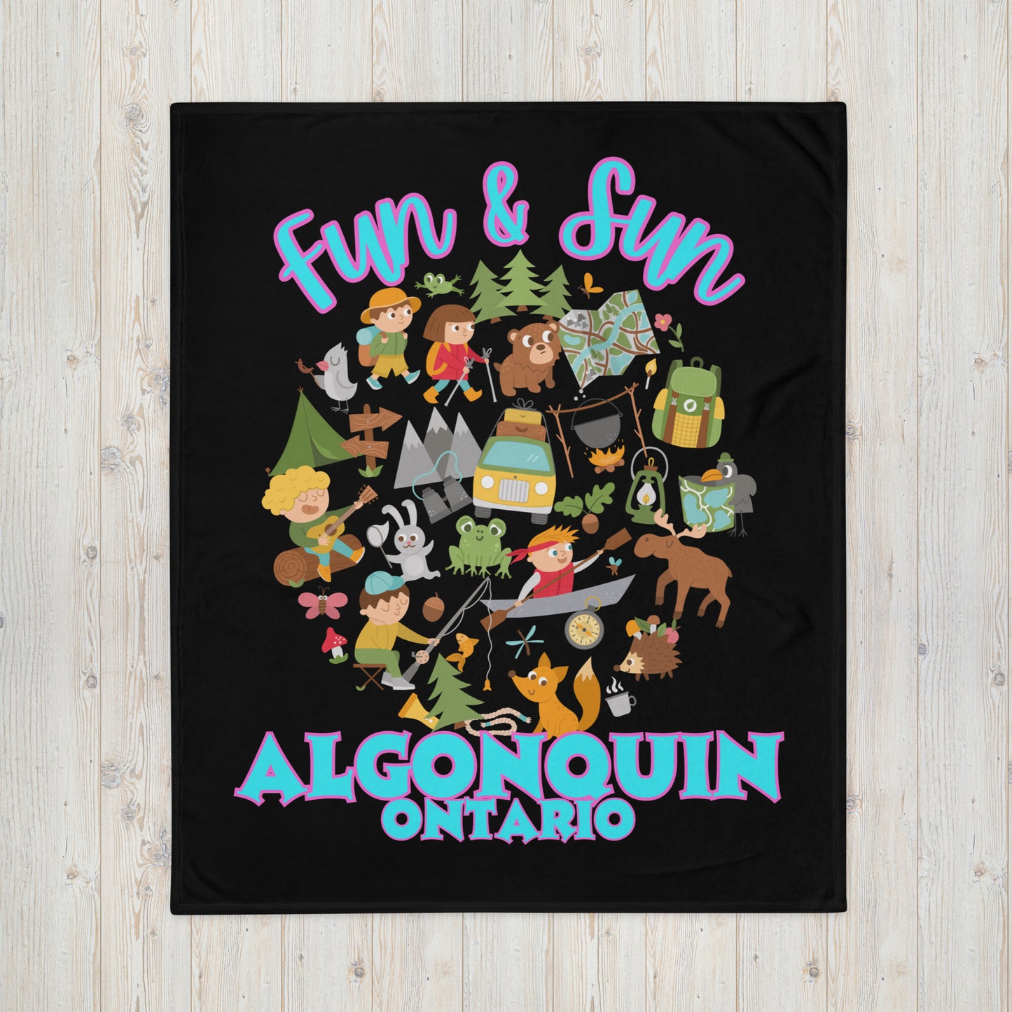 Algonquin Ontario - Fun & Sun - Campfire Blanket - Throw Blanket