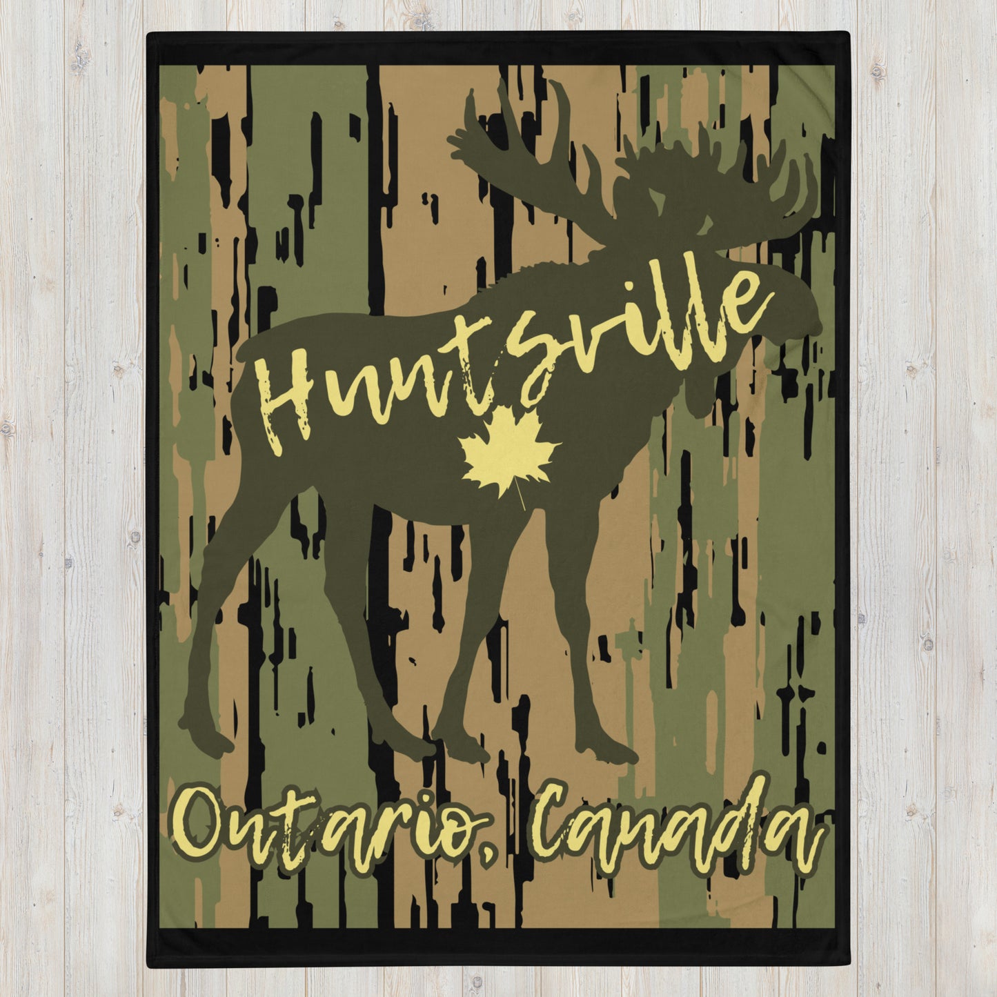 Huntsville Ontario Moose - Campfire Blanket - Throw Blanket