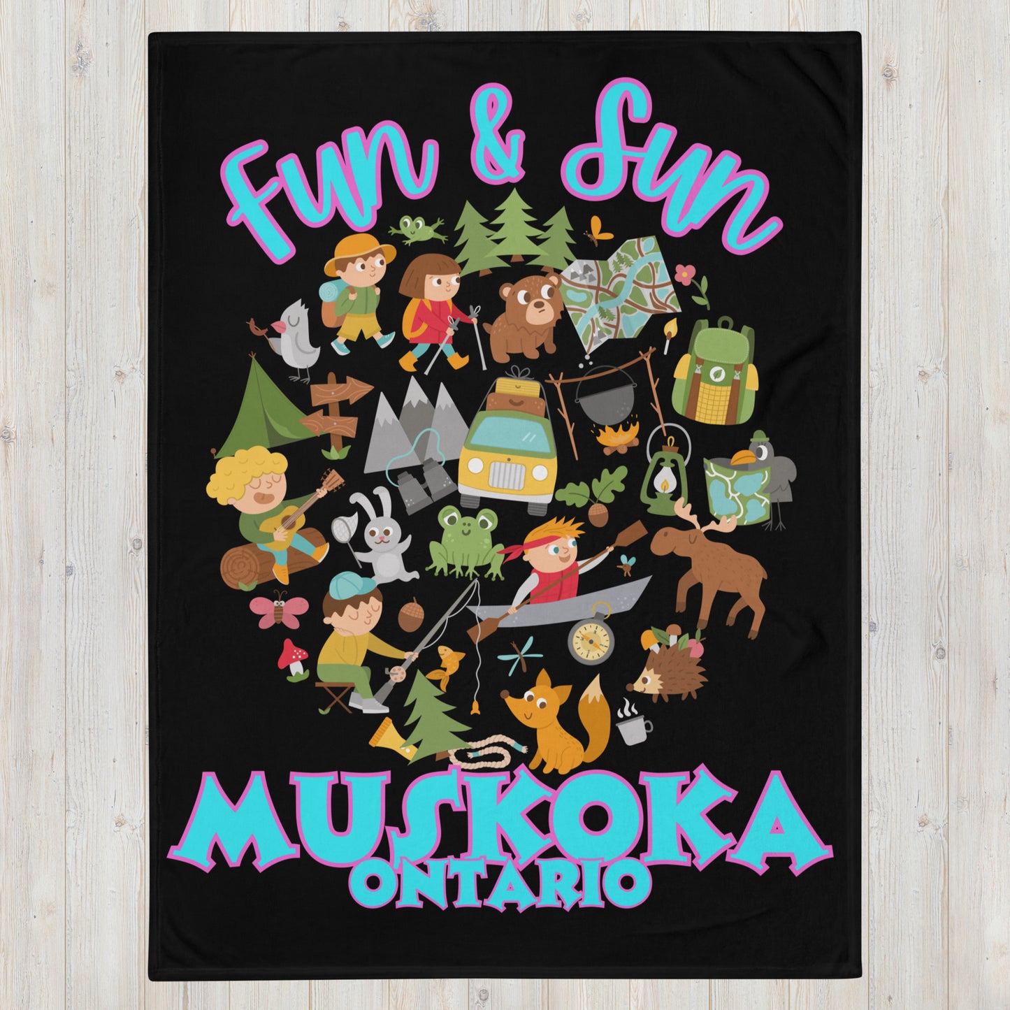 Muskoka Ontario - Fun & Sun - Campfire Blanket - Throw Blanket