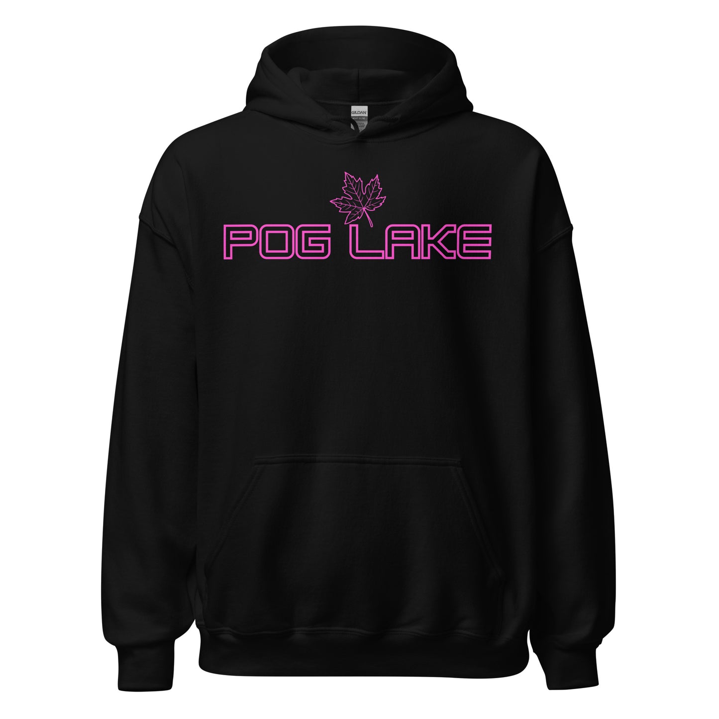 Pog Lake - Algonquin Park - Bright Pink Design with Maple Leaf - Quality Unisex Hoodie