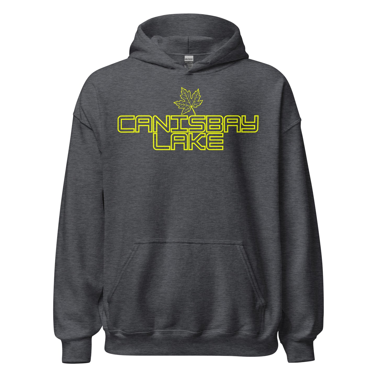 Canisbay Lake - Algonquin Park - Bright Yellow Design with Maple Leaf - Quality Unisex Hoodie