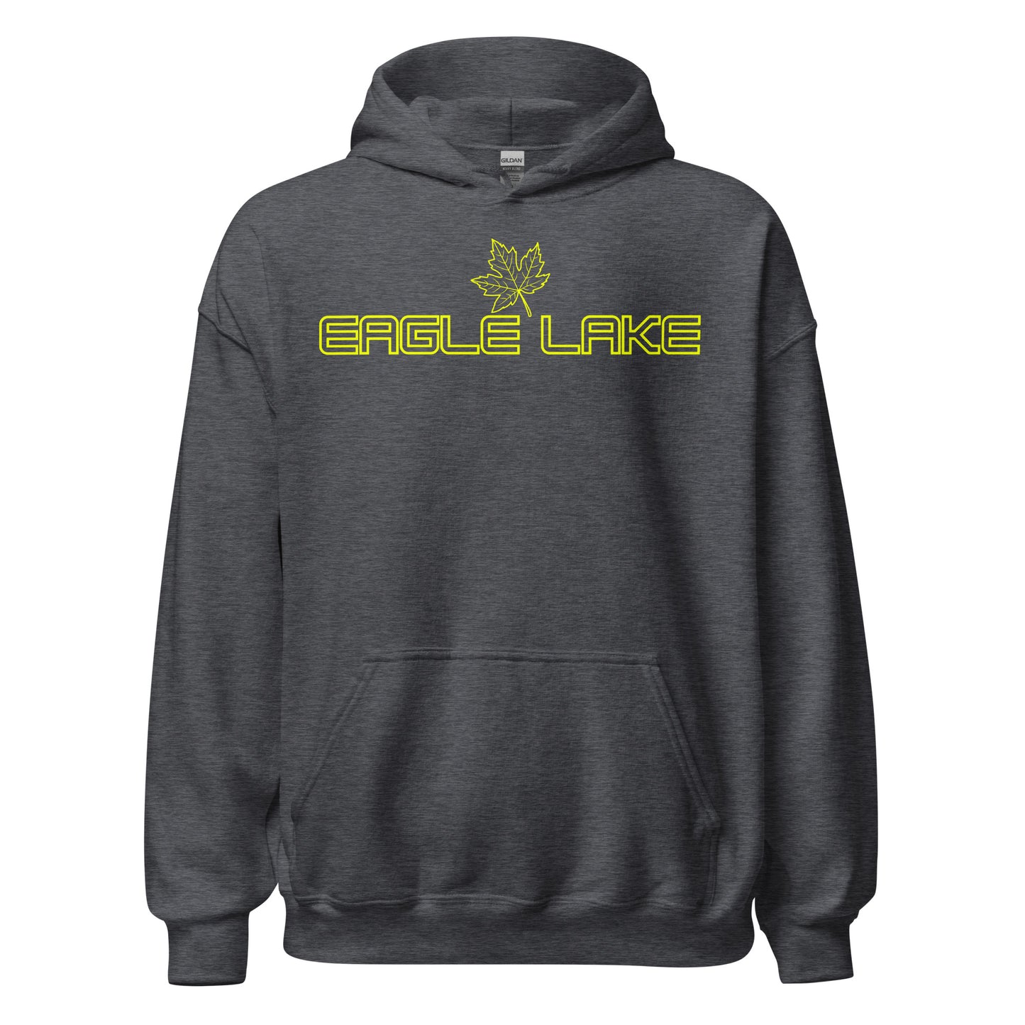 Eagle Lake - Algonquin Park - Bright Yellow Design with Maple Leaf - Quality Unisex Hoodie