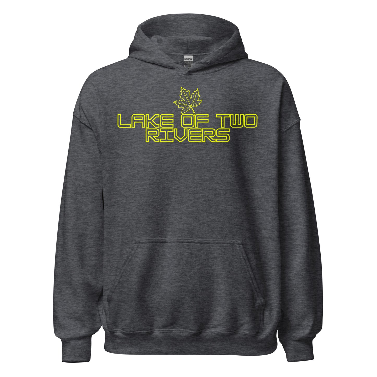 Lake of Two Rivers - Algonquin Park - Bright Yellow Design with Maple Leaf - Quality Unisex Hoodie