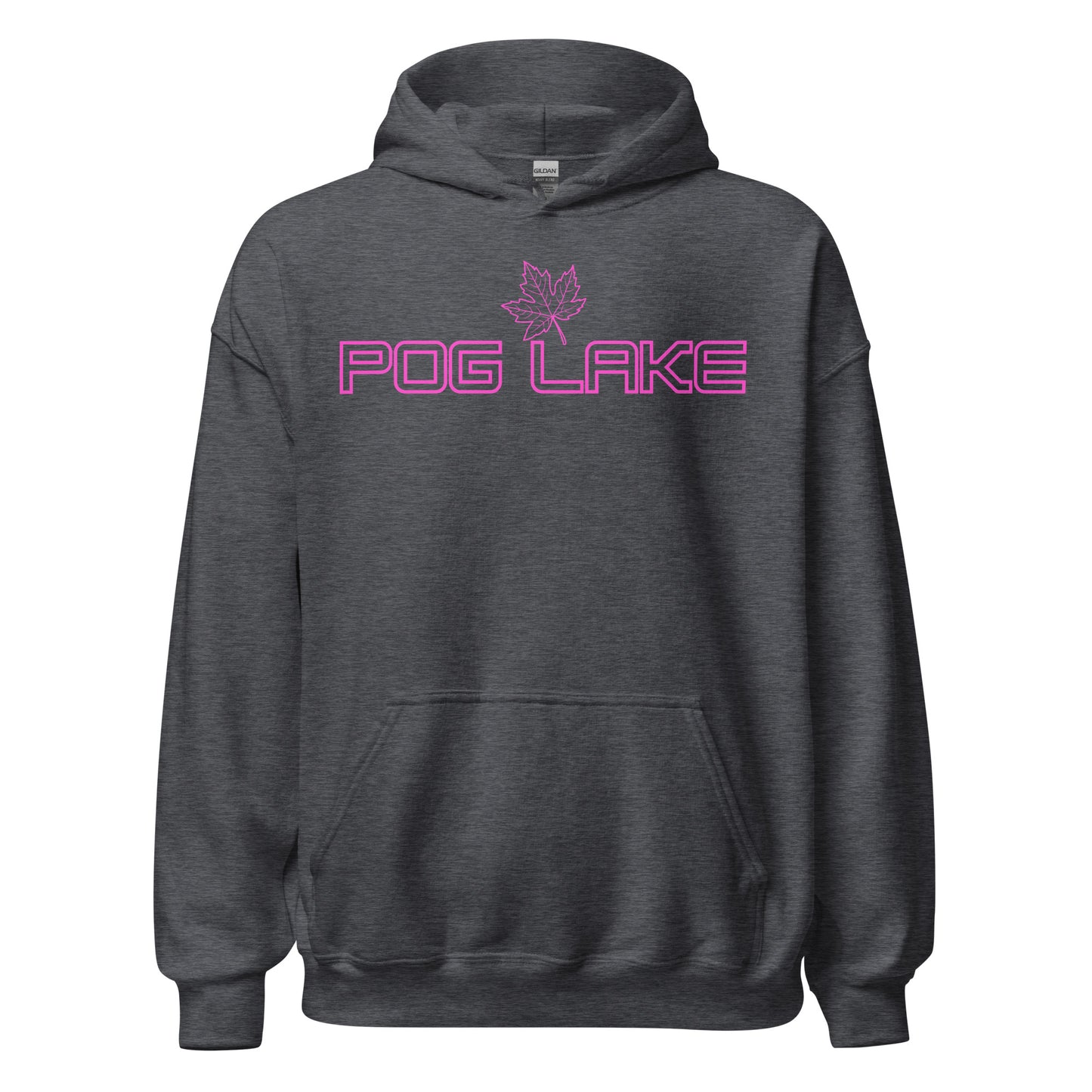 Pog Lake - Algonquin Park - Bright Pink Design with Maple Leaf - Quality Unisex Hoodie
