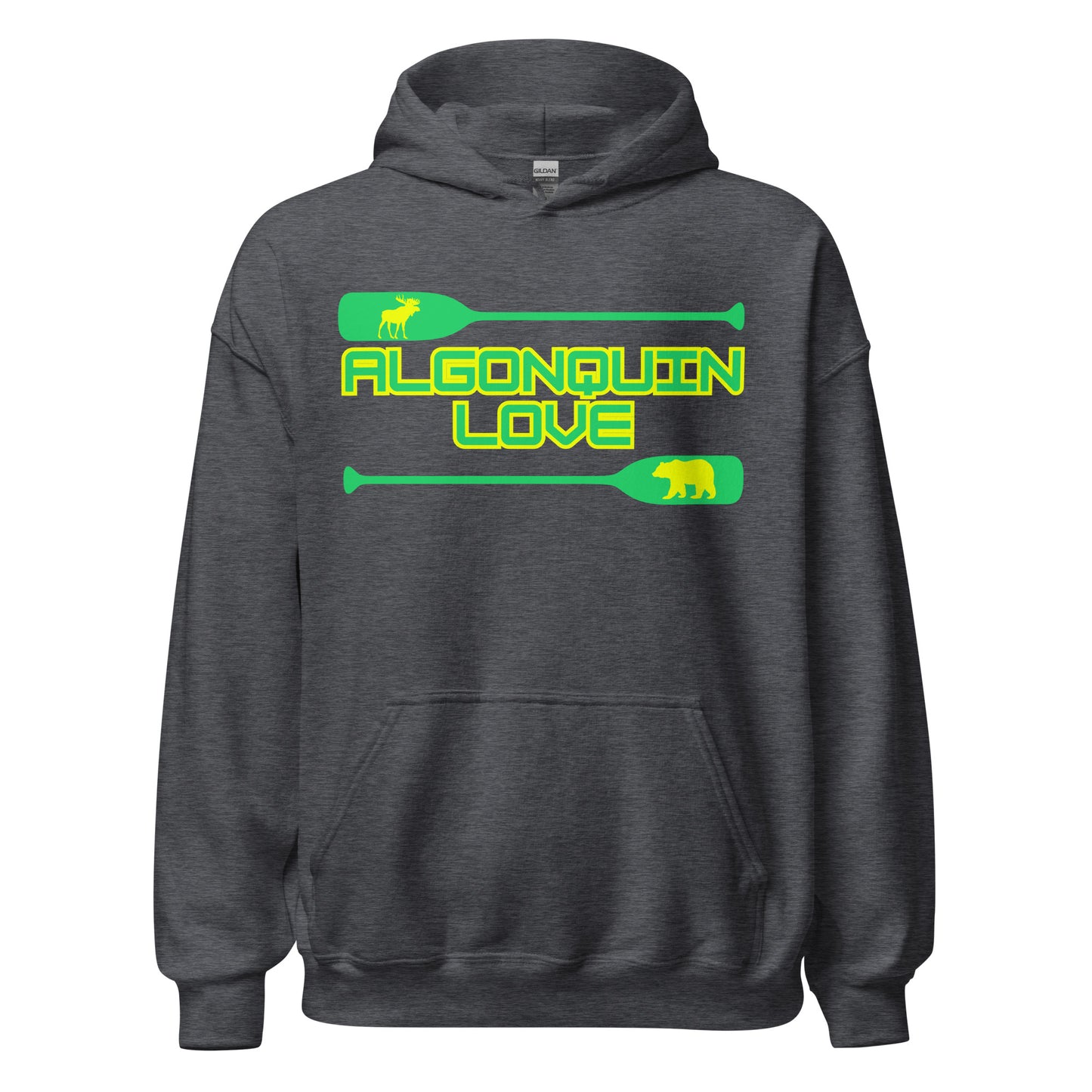 Algonquin Love - Algonquin Park - Bright Green & Yellow Canoe Paddles - Quality Unisex Hoodie