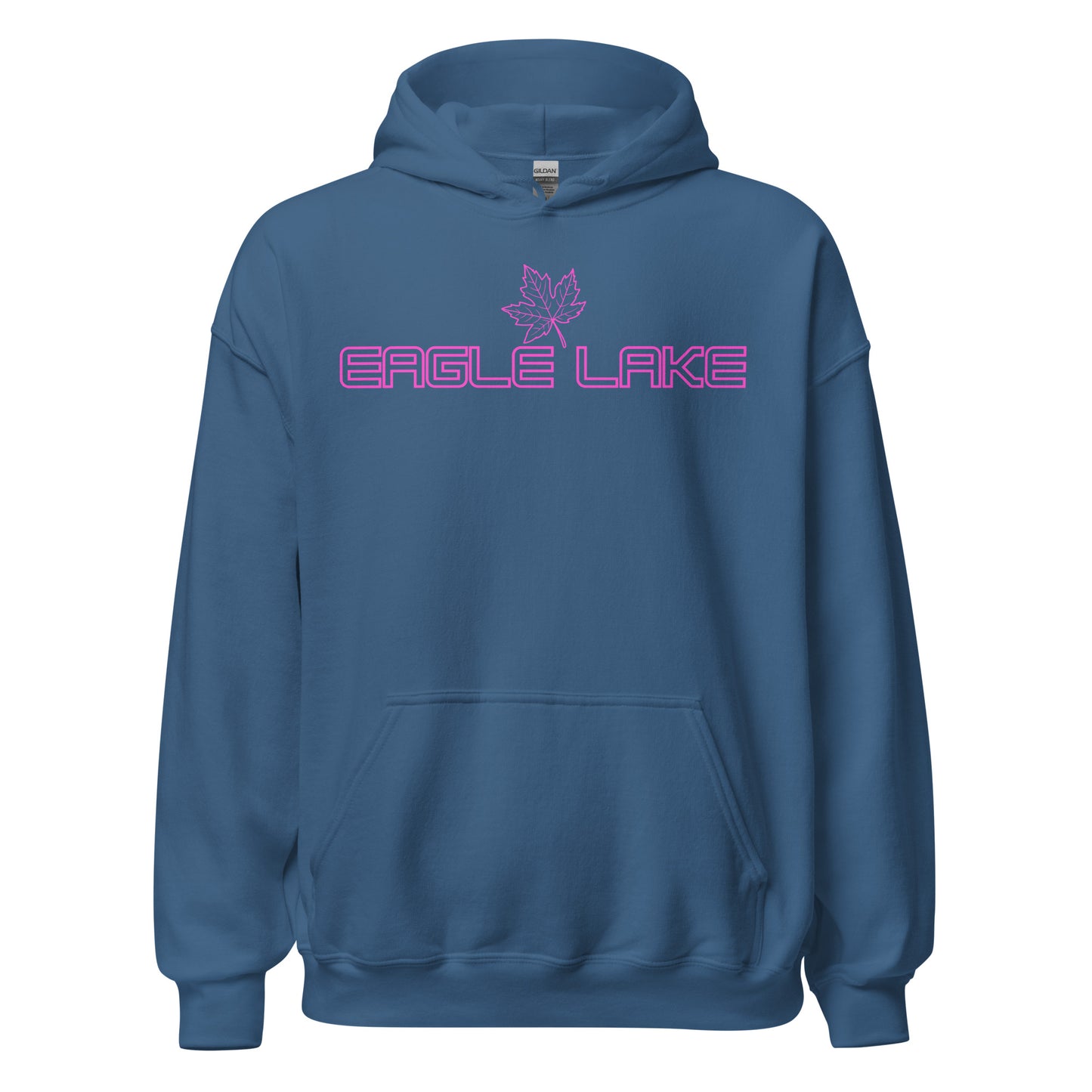 Eagle Lake - Algonquin Park - Bright Pink Design with Maple Leaf - Quality Unisex Hoodie