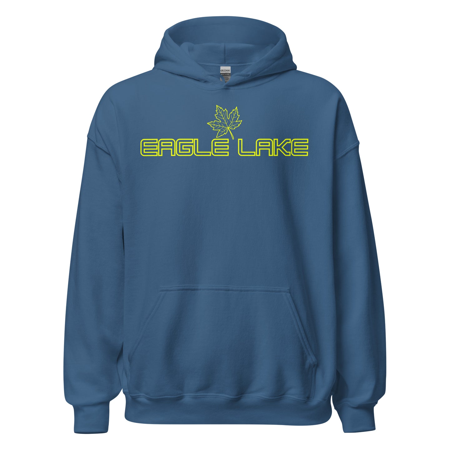 Eagle Lake - Algonquin Park - Bright Yellow Design with Maple Leaf - Quality Unisex Hoodie