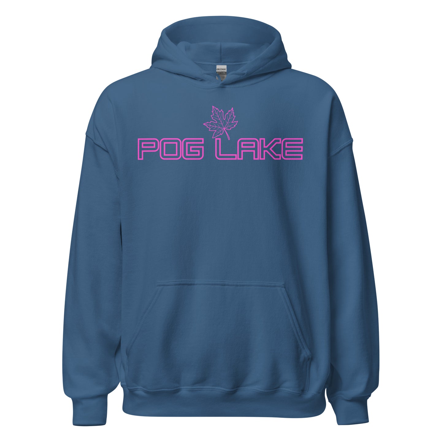 Pog Lake - Algonquin Park - Bright Pink Design with Maple Leaf - Quality Unisex Hoodie