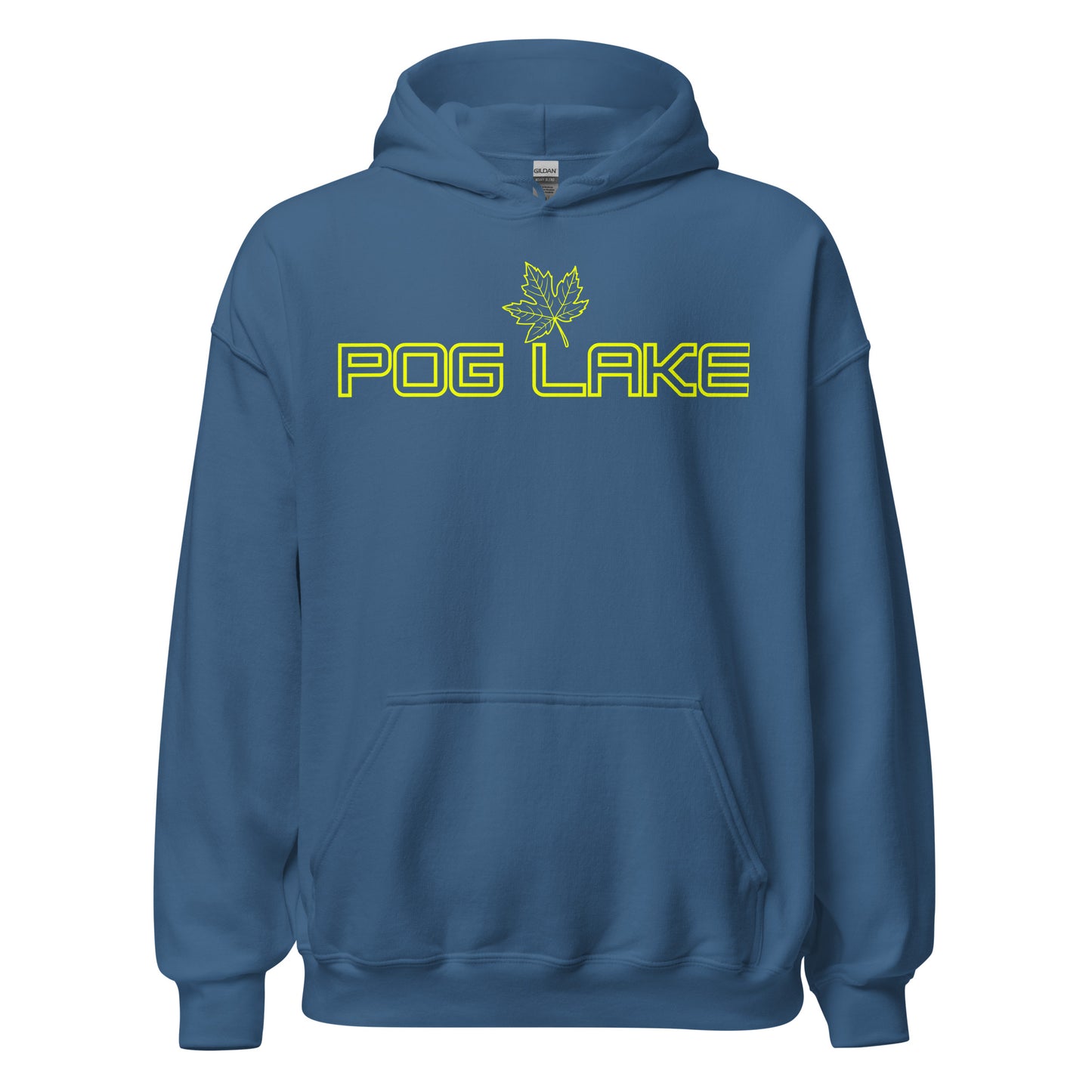 Pog Lake - Algonquin Park - Bright Yellow Design with Maple Leaf - Quality Unisex Hoodie