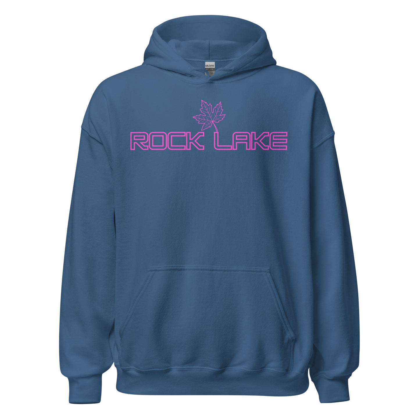 Rock Lake - Algonquin Park - Bright Pink Design with Maple Leaf - Quality Unisex Hoodie