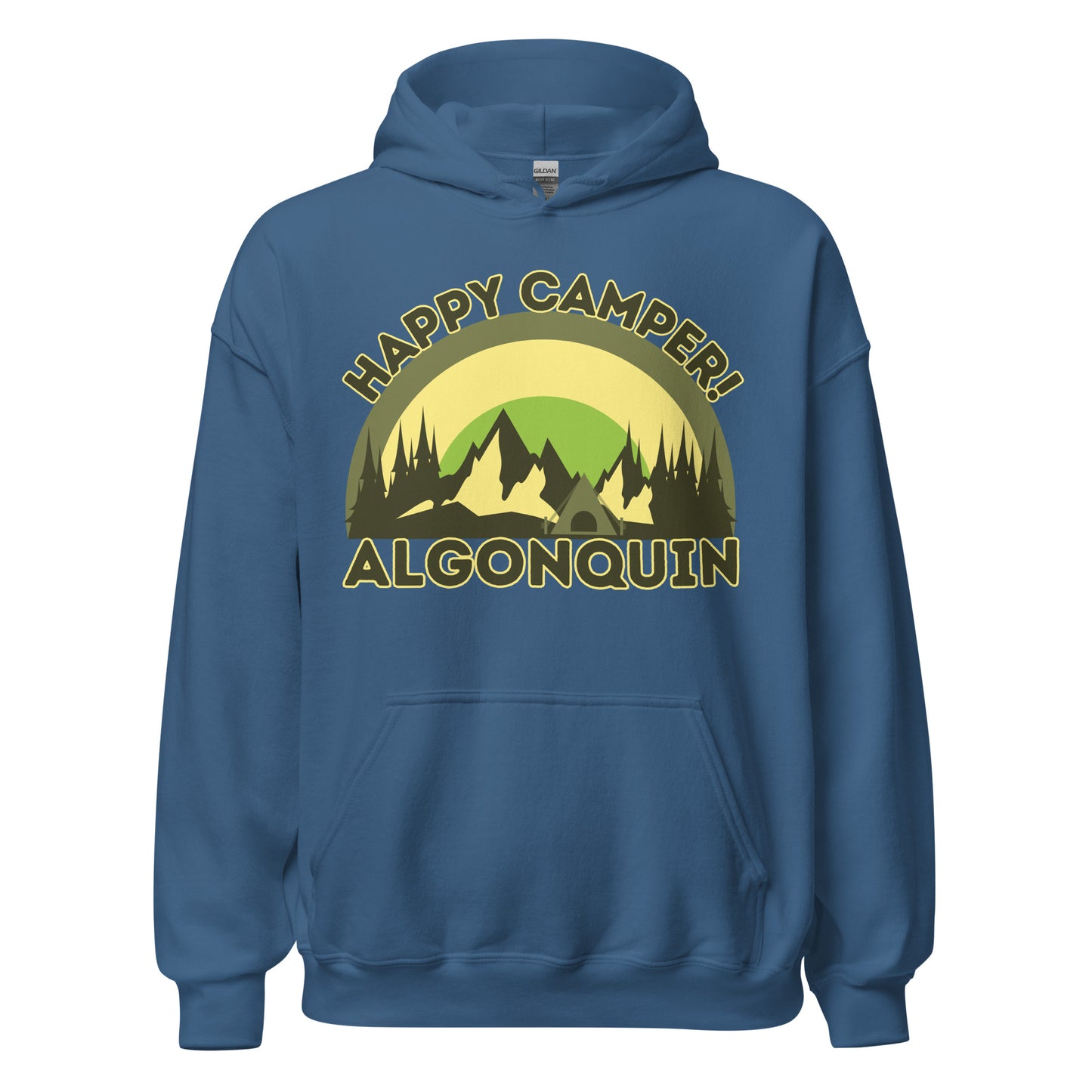 Algonquin Park - Happy Camper - Camo Colors - Quality Unisex Hoodie