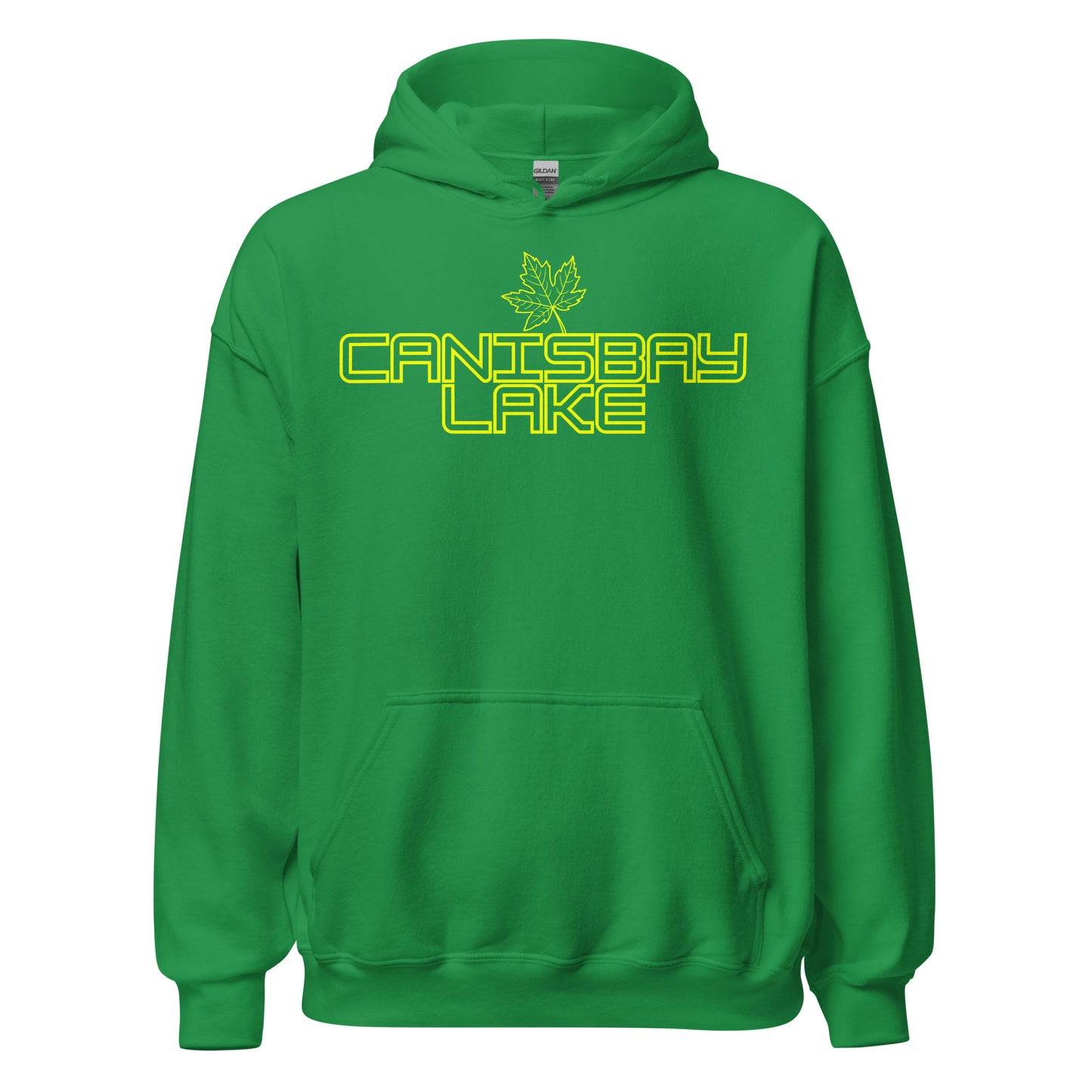 Canisbay Lake - Algonquin Park - Bright Yellow Design with Maple Leaf - Quality Unisex Hoodie