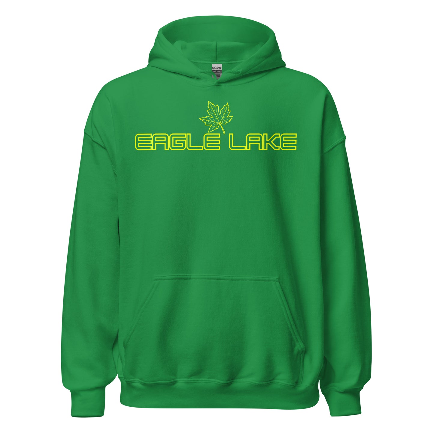 Eagle Lake - Algonquin Park - Bright Yellow Design with Maple Leaf - Quality Unisex Hoodie