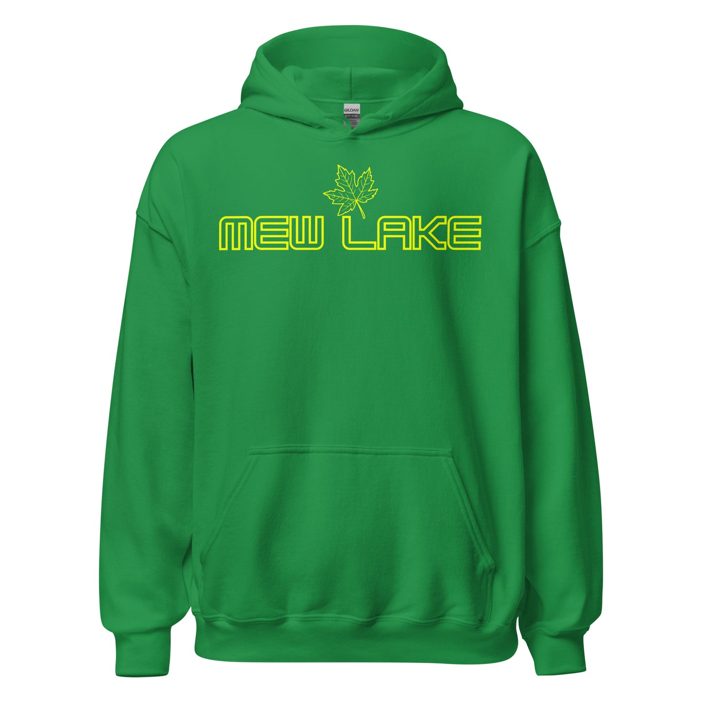 Mew Lake - Algonquin Park - Bright Yellow Design with Maple Leaf - Quality Unisex Hoodie