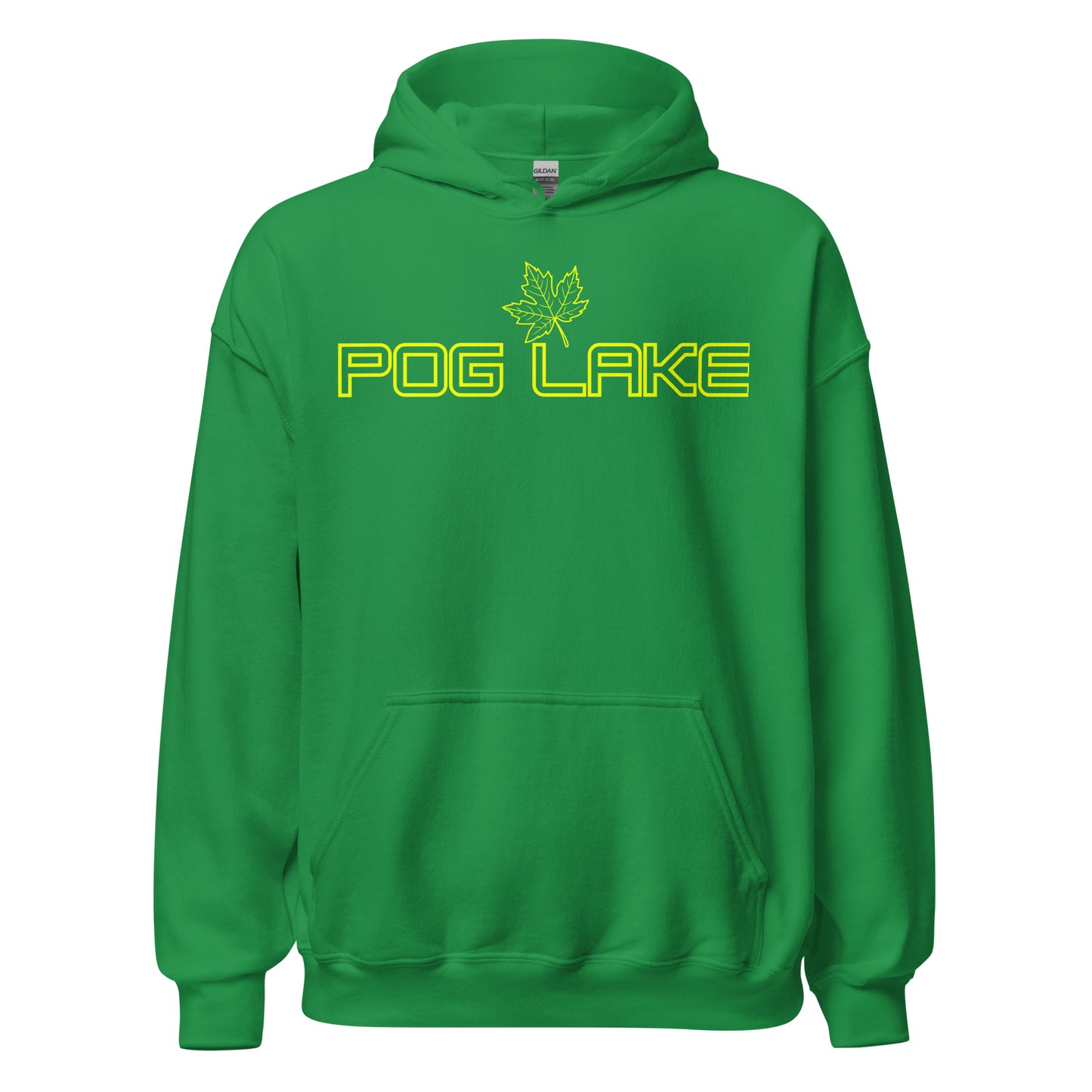 Pog Lake - Algonquin Park - Bright Yellow Design with Maple Leaf - Quality Unisex Hoodie