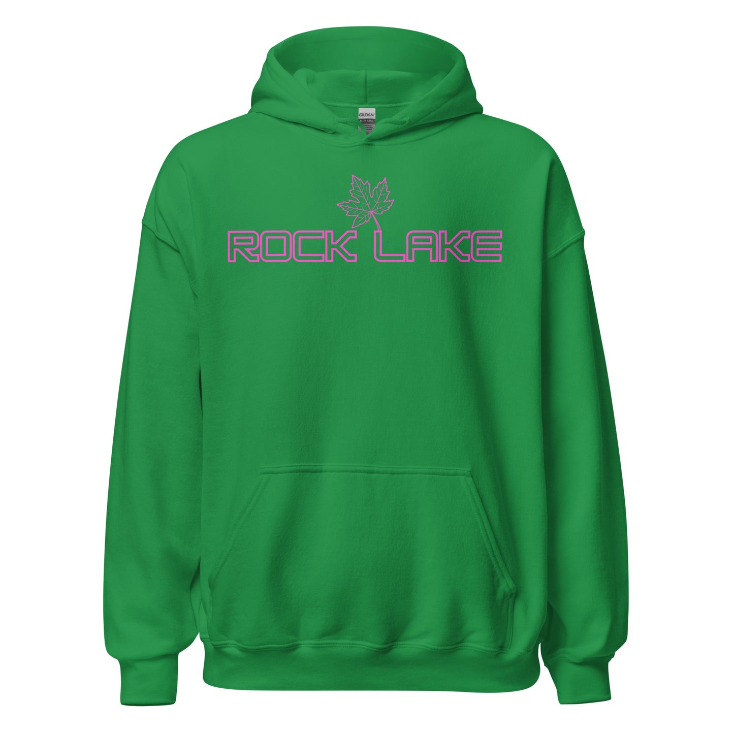 Rock Lake - Algonquin Park - Bright Pink Design with Maple Leaf - Quality Unisex Hoodie