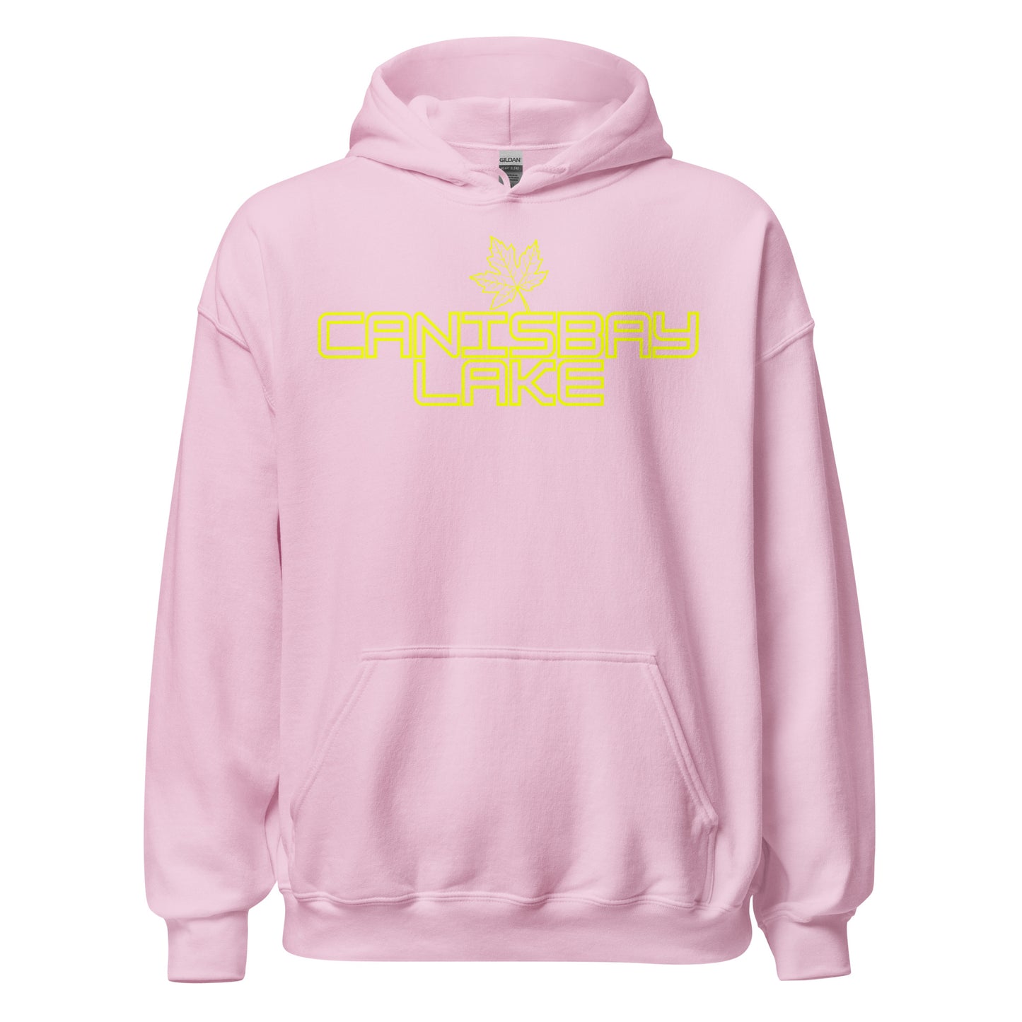 Canisbay Lake - Algonquin Park - Bright Yellow Design with Maple Leaf - Quality Unisex Hoodie