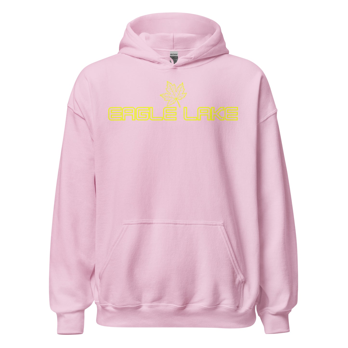 Eagle Lake - Algonquin Park - Bright Yellow Design with Maple Leaf - Quality Unisex Hoodie
