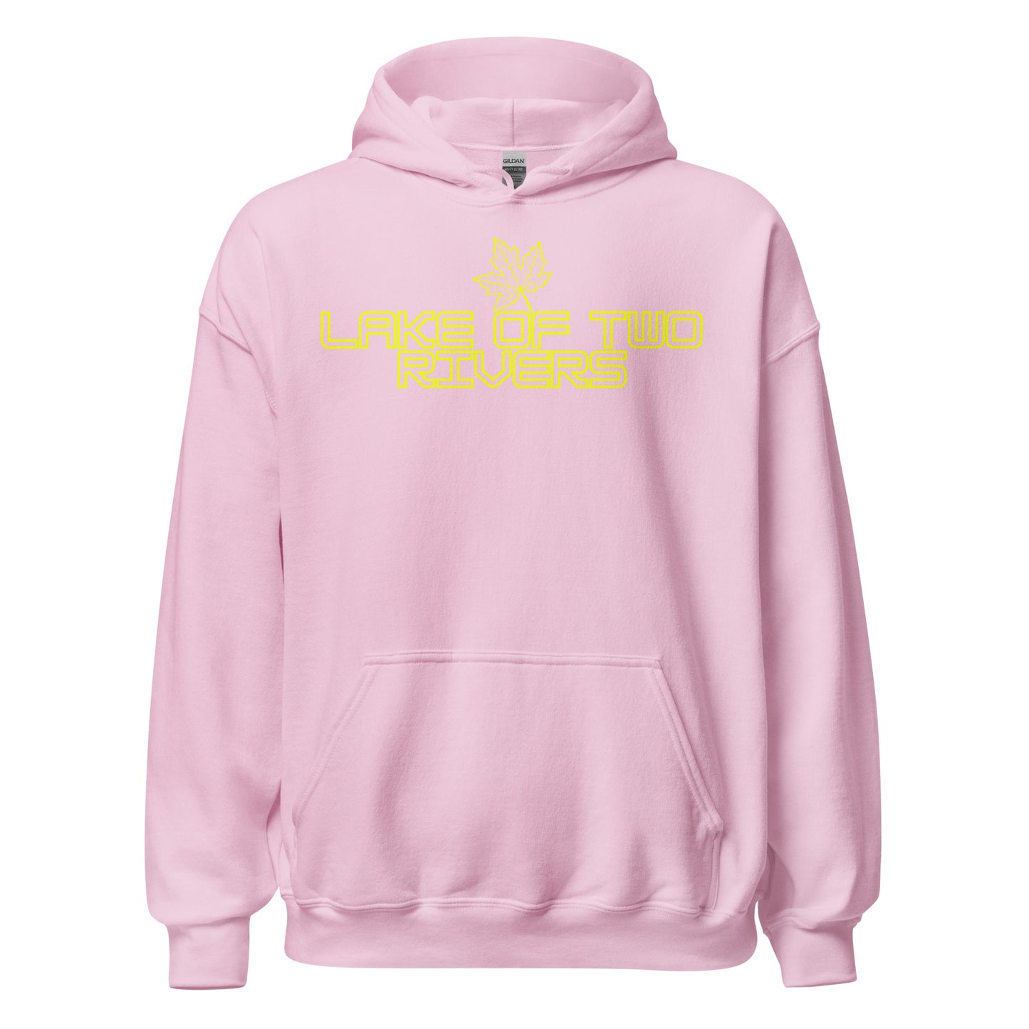 Lake of Two Rivers - Algonquin Park - Bright Yellow Design with Maple Leaf - Quality Unisex Hoodie