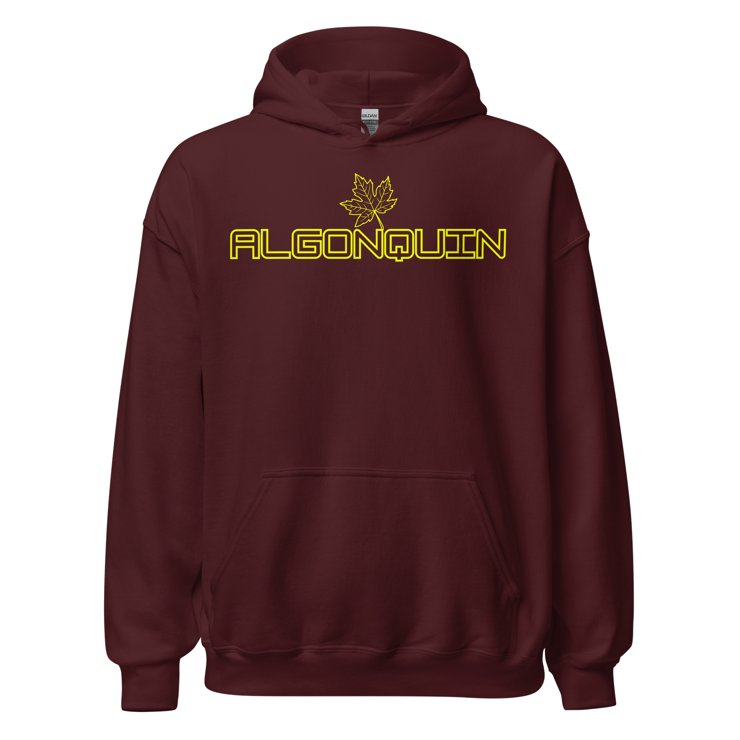 Algonquin Park - Bright Yellow Design with Maple Leaf - Unisex Hoodie