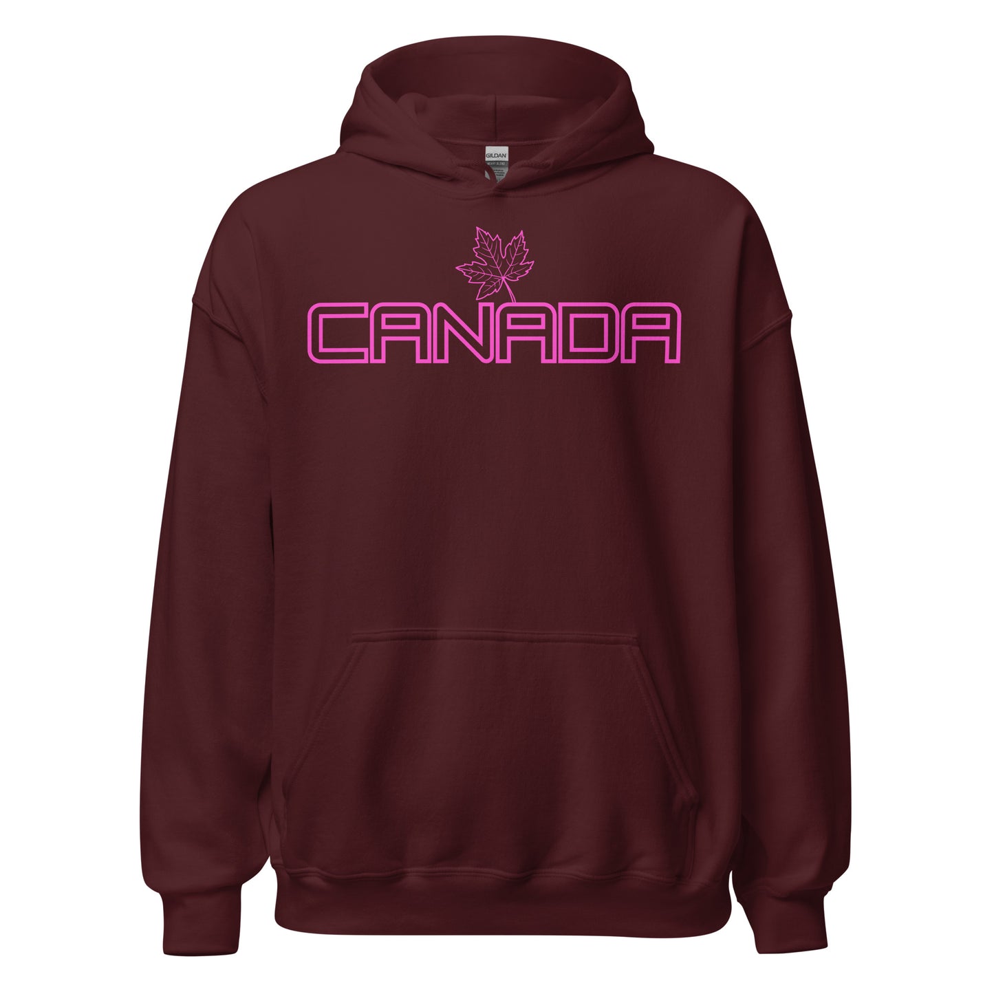 Canada - Bright Pink Design with Maple Leaf - Quality Unisex Hoodie