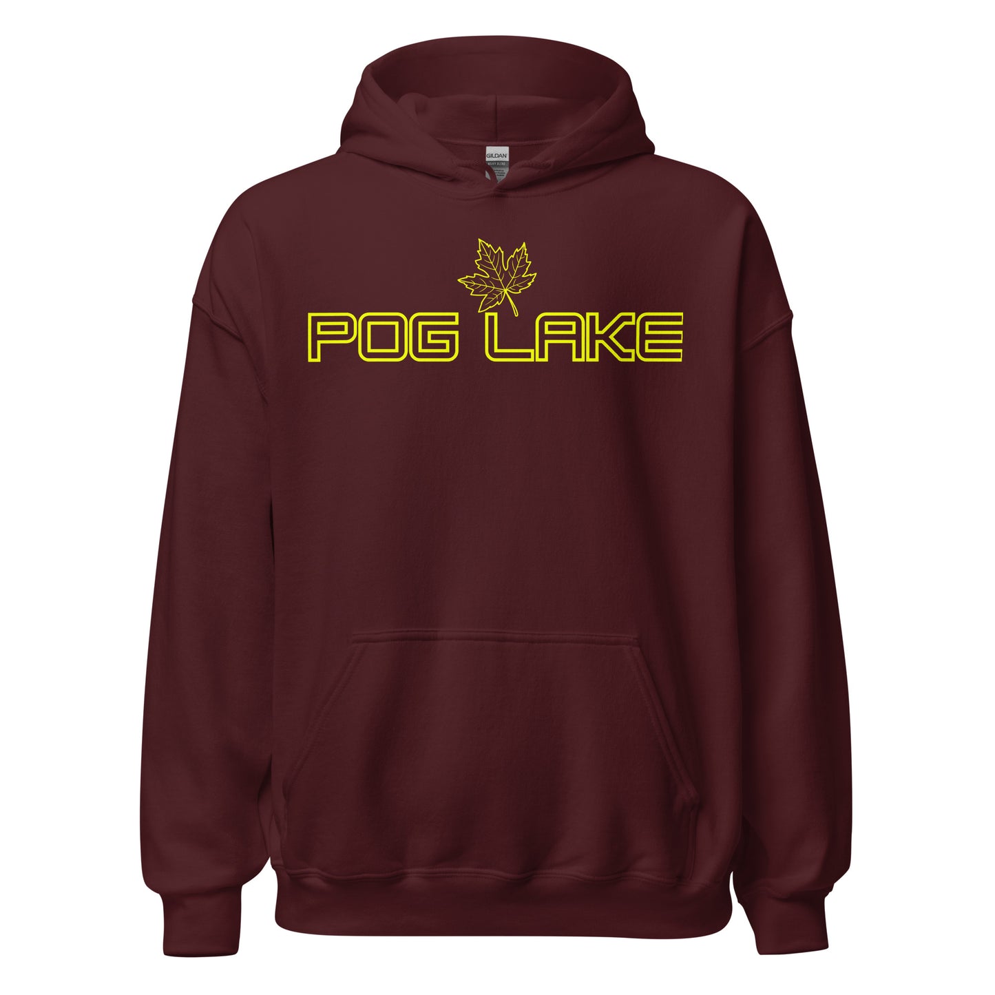 Pog Lake - Algonquin Park - Bright Yellow Design with Maple Leaf - Quality Unisex Hoodie