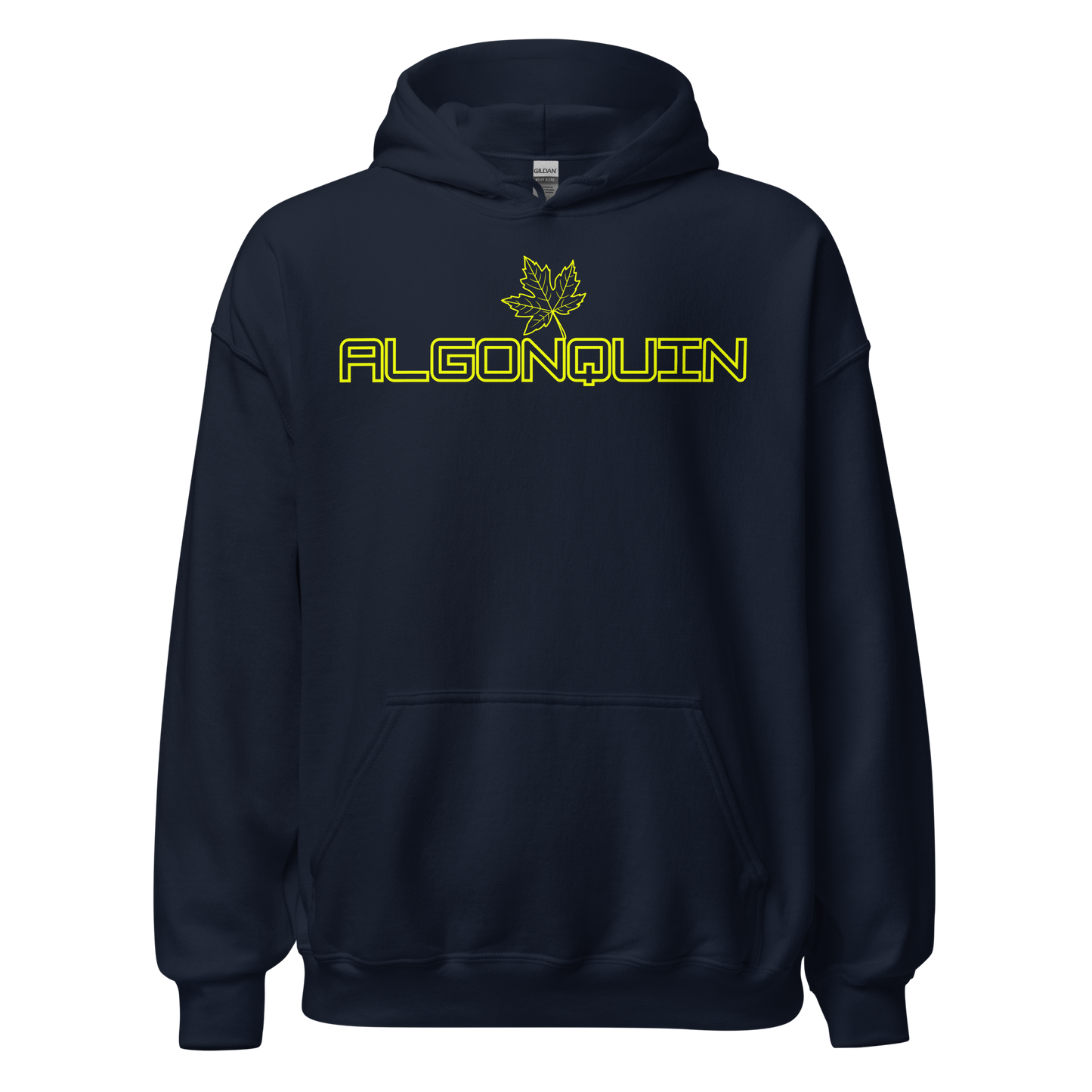Algonquin Park - Bright Yellow Design with Maple Leaf - Unisex Hoodie