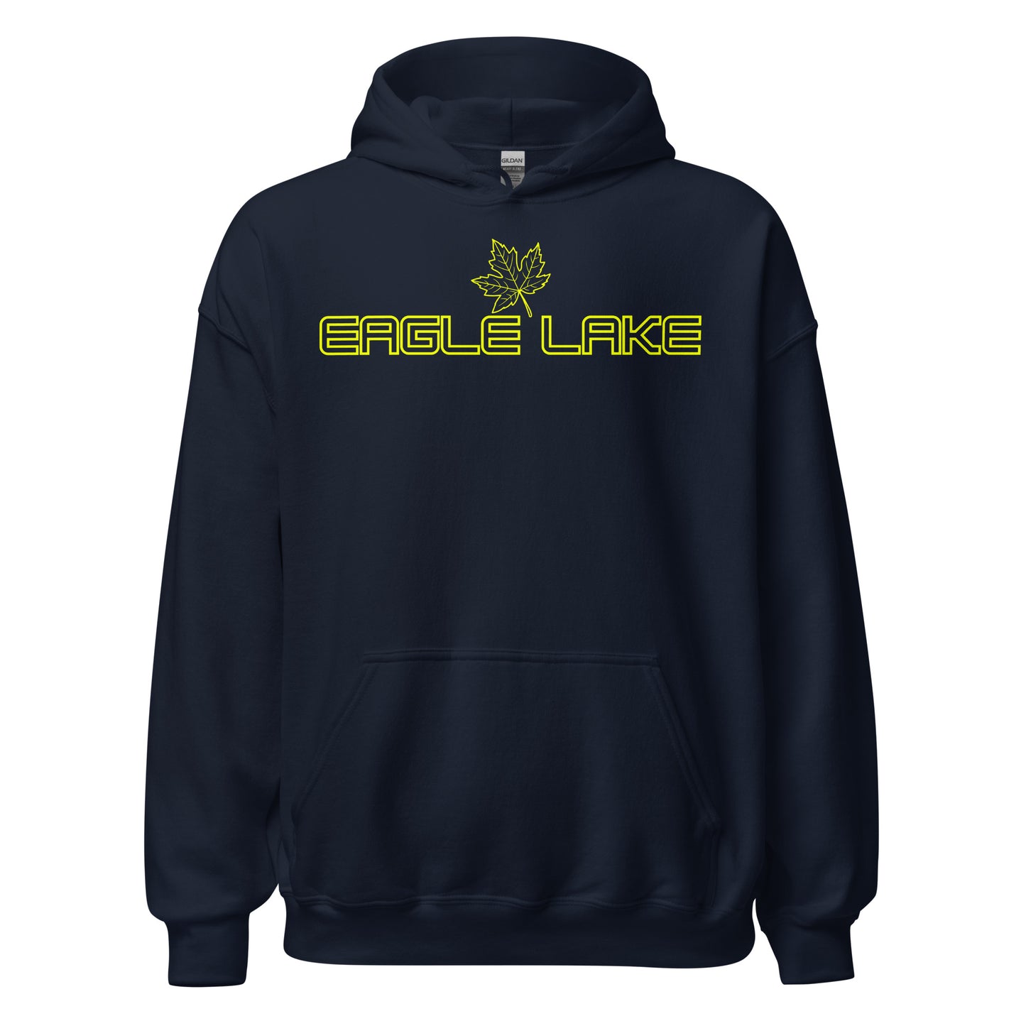 Eagle Lake - Algonquin Park - Bright Yellow Design with Maple Leaf - Quality Unisex Hoodie