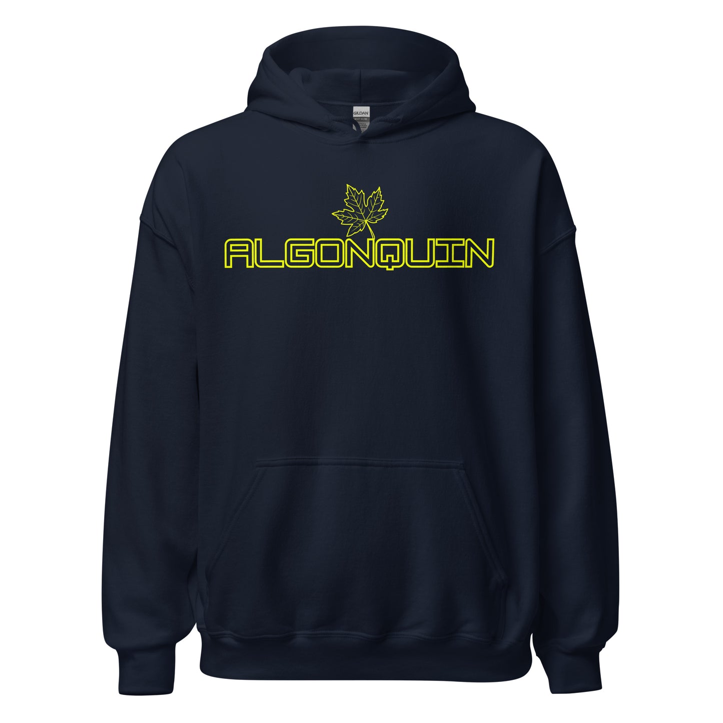 Algonquin Park - Bright Yellow Design with Maple Leaf - Quality Unisex Hoodie