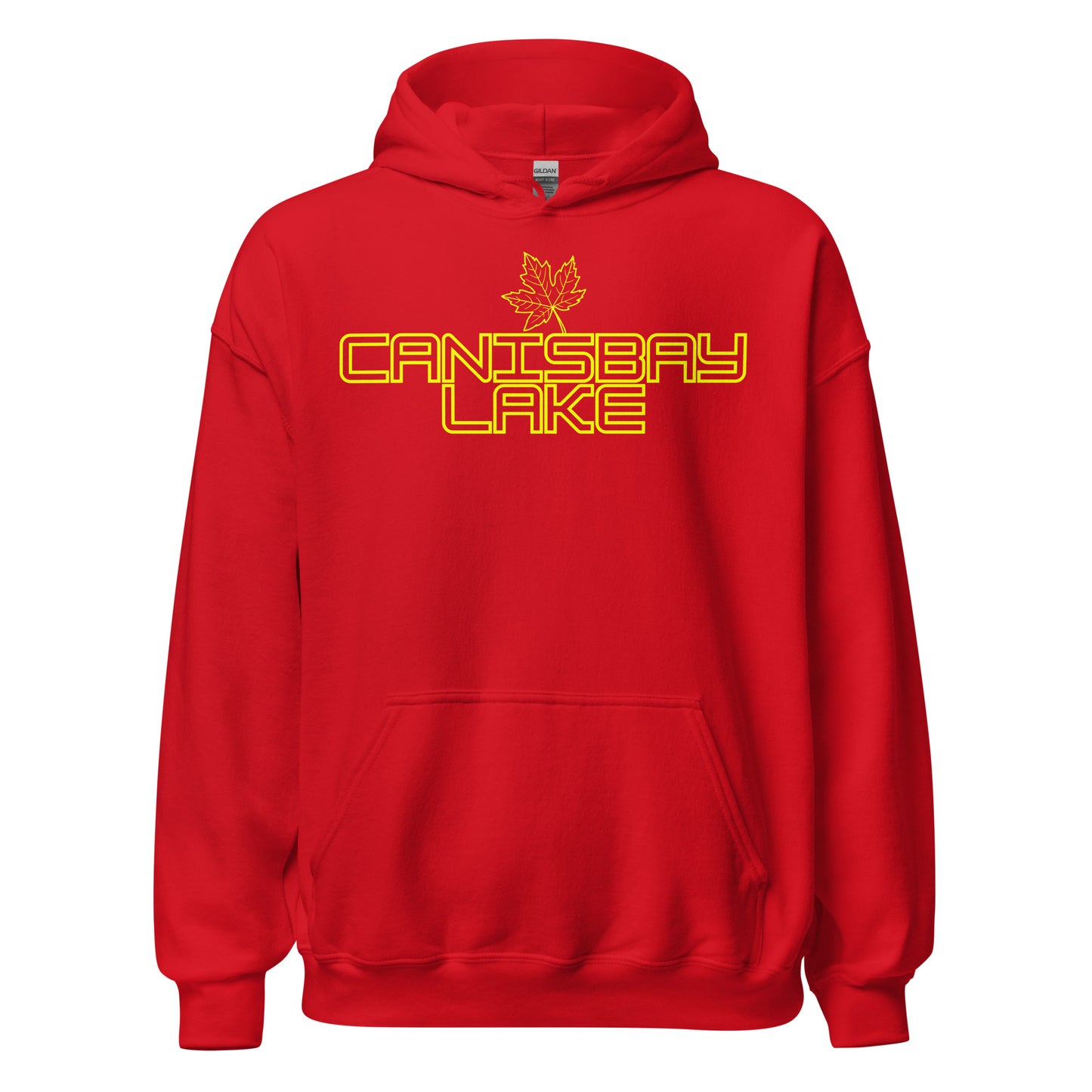 Canisbay Lake - Algonquin Park - Bright Yellow Design with Maple Leaf - Quality Unisex Hoodie