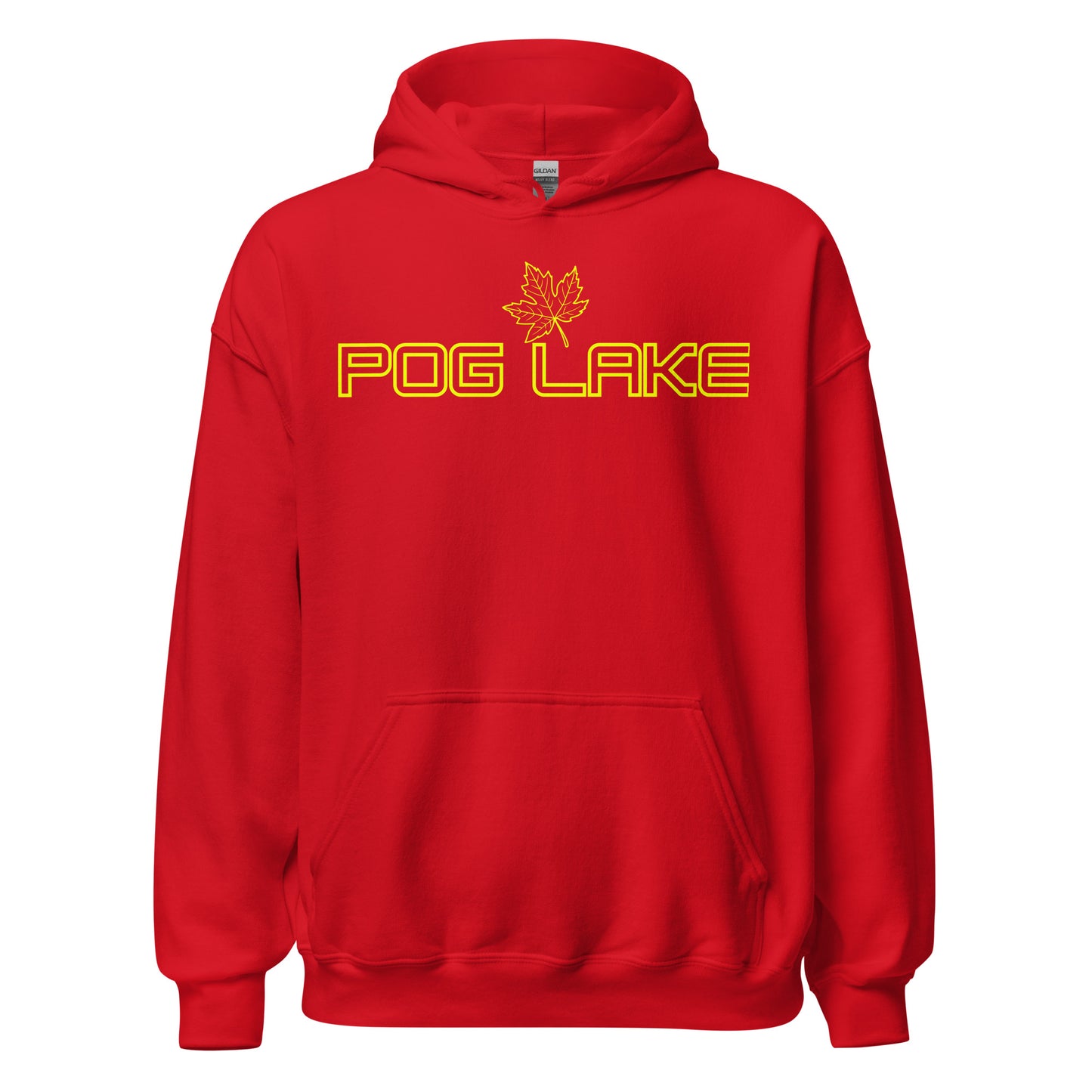 Pog Lake - Algonquin Park - Bright Yellow Design with Maple Leaf - Quality Unisex Hoodie