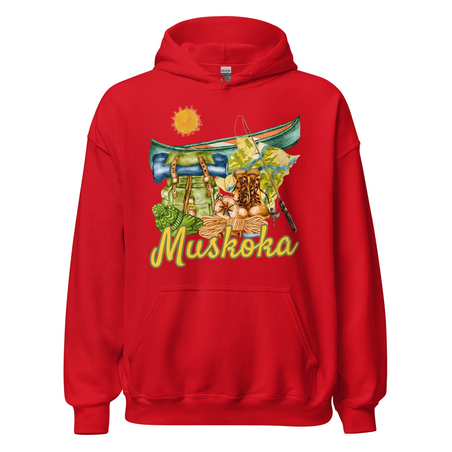 Muskoka Painted Canoe Scene - Unisex Hoodie