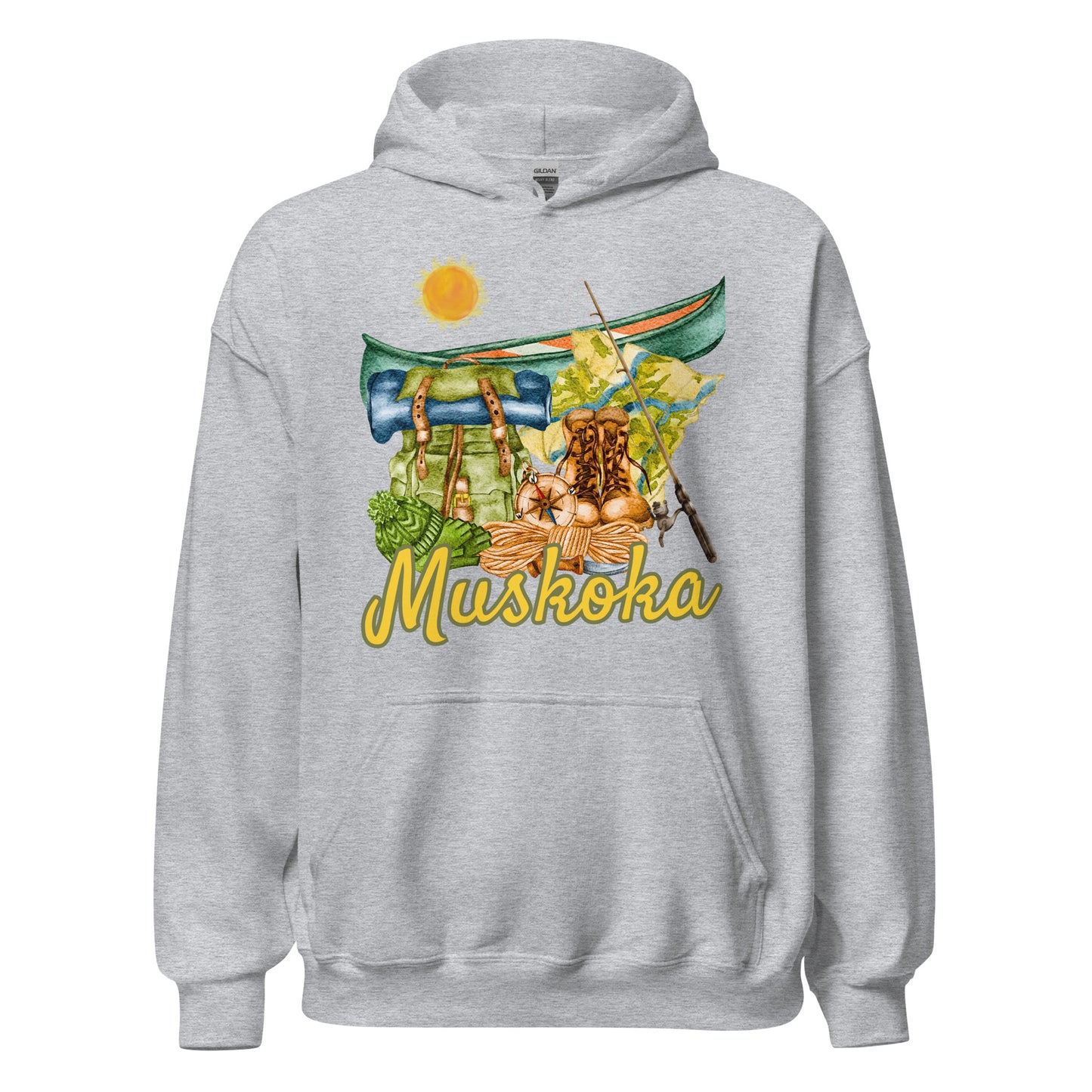 Muskoka Painted Canoe Scene - Unisex Hoodie