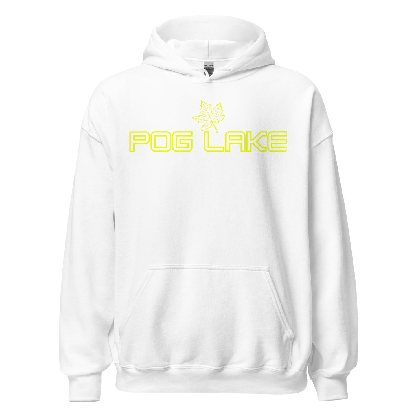 Pog Lake - Algonquin Park - Bright Yellow Design with Maple Leaf - Quality Unisex Hoodie