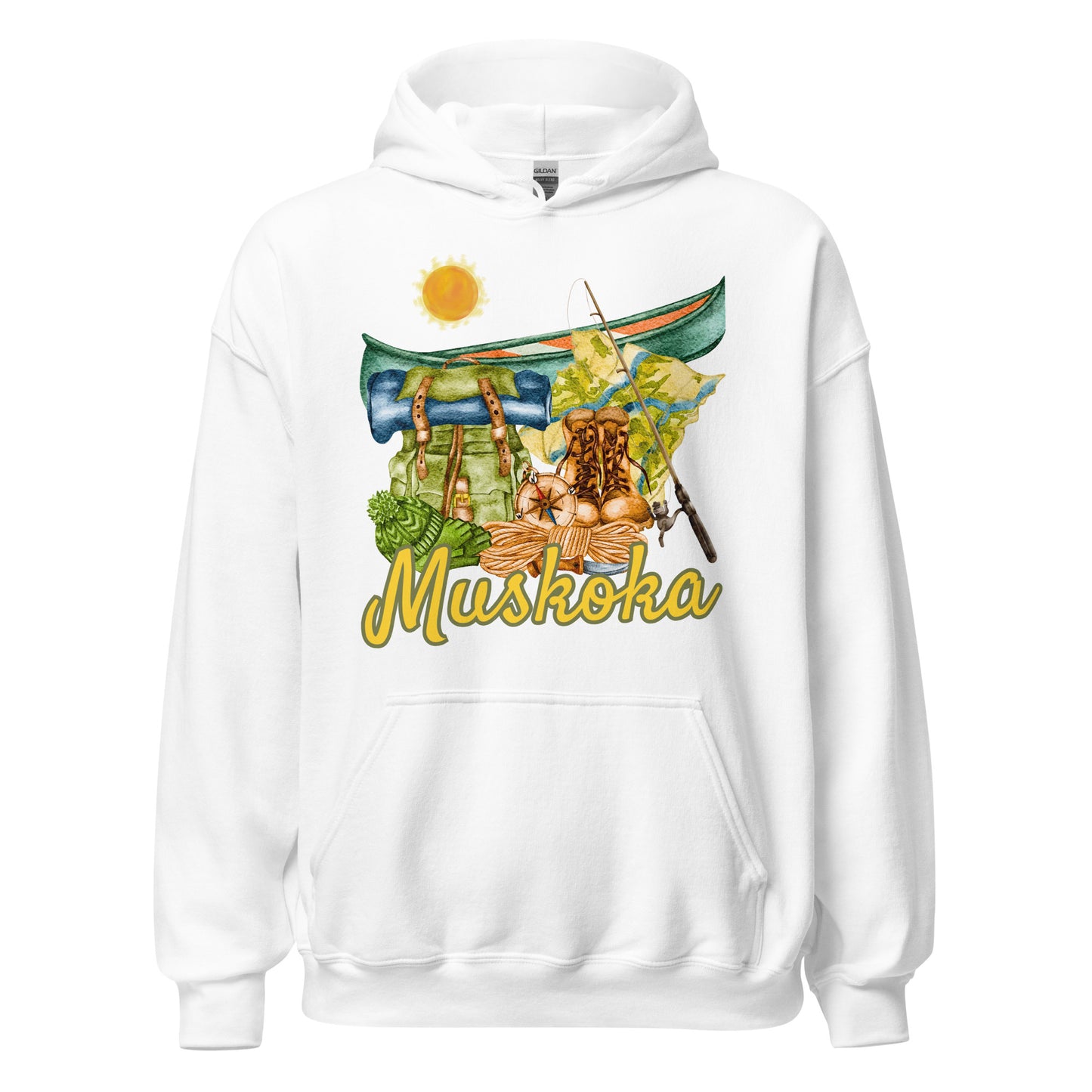 Muskoka Painted Canoe Scene - Unisex Hoodie