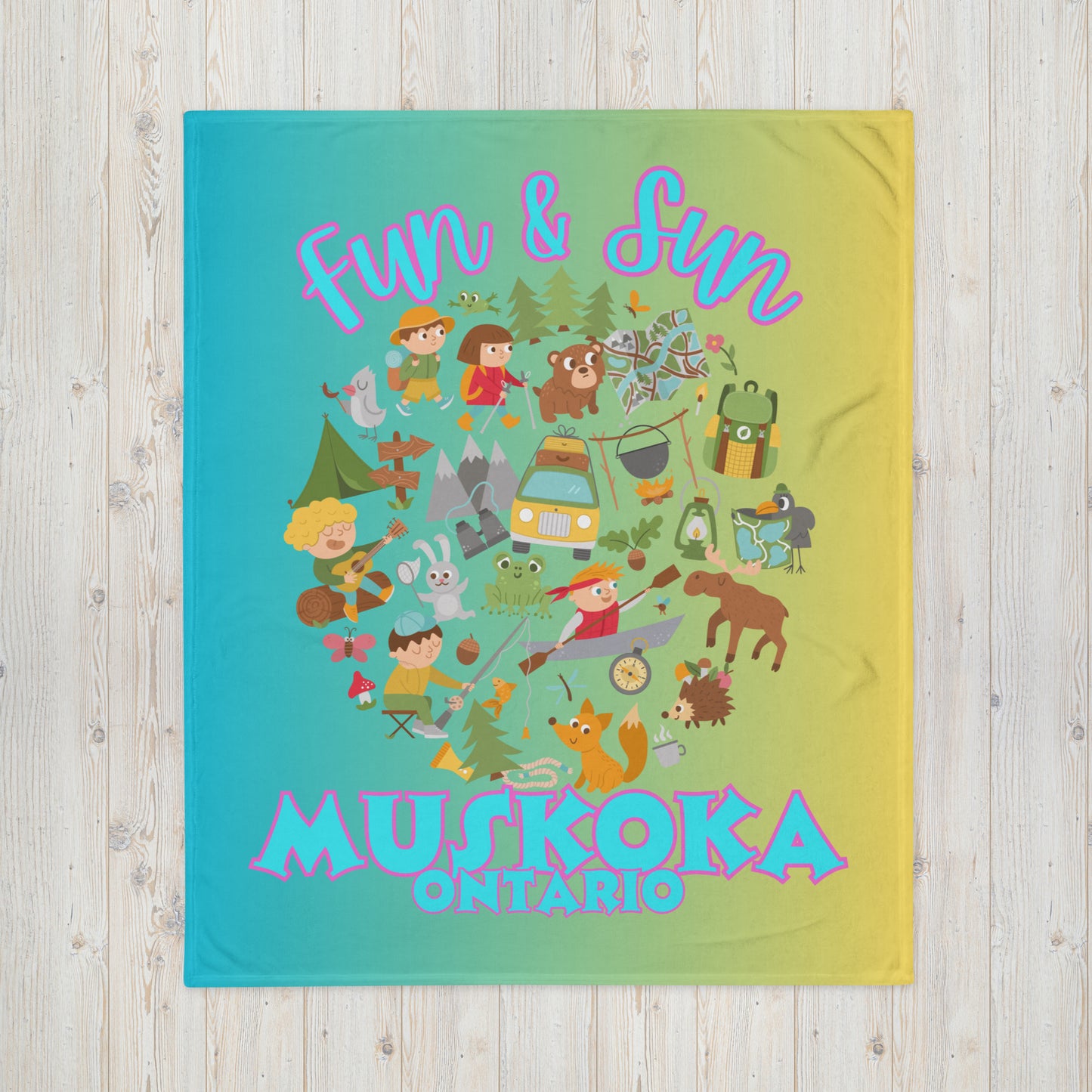 Muskoka Ontario - Fun & Sun - Campfire Blanket - Throw Blanket