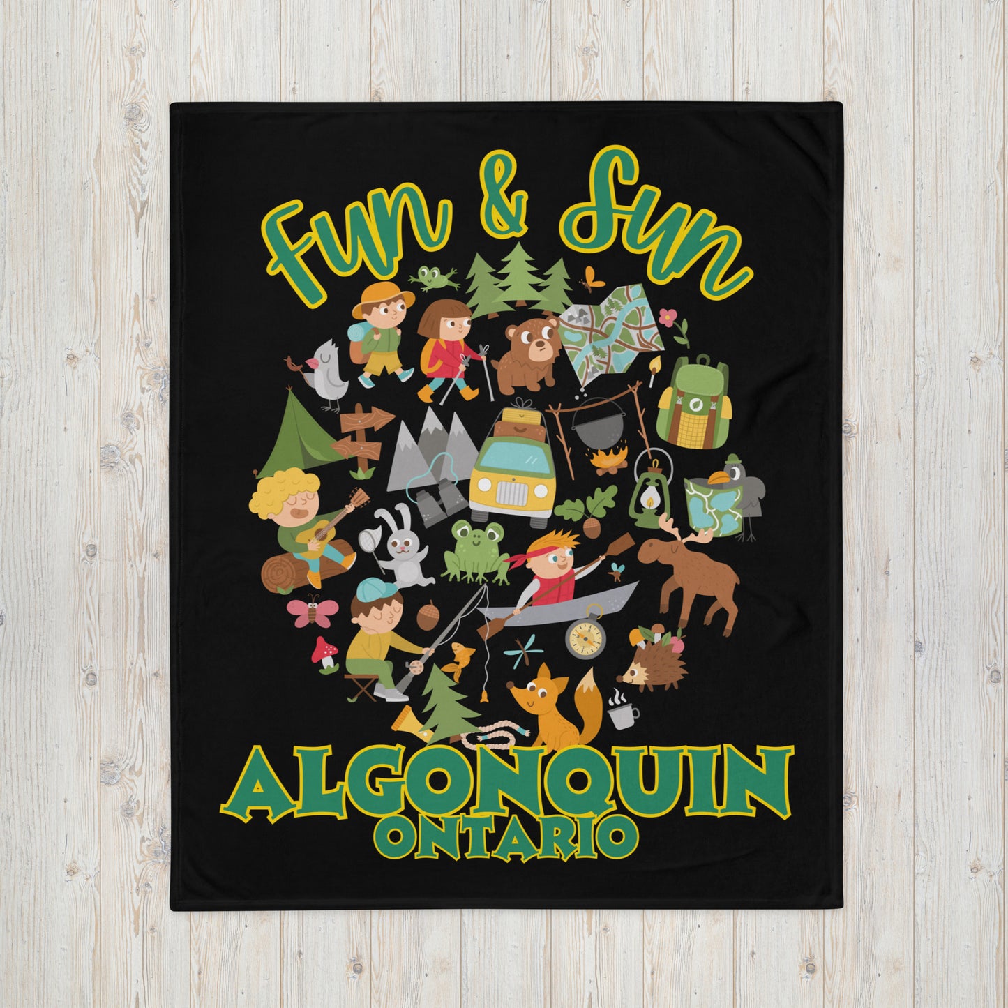 Algonquin Ontario - Fun & Sun - Campfire Blanket - Throw Blanket