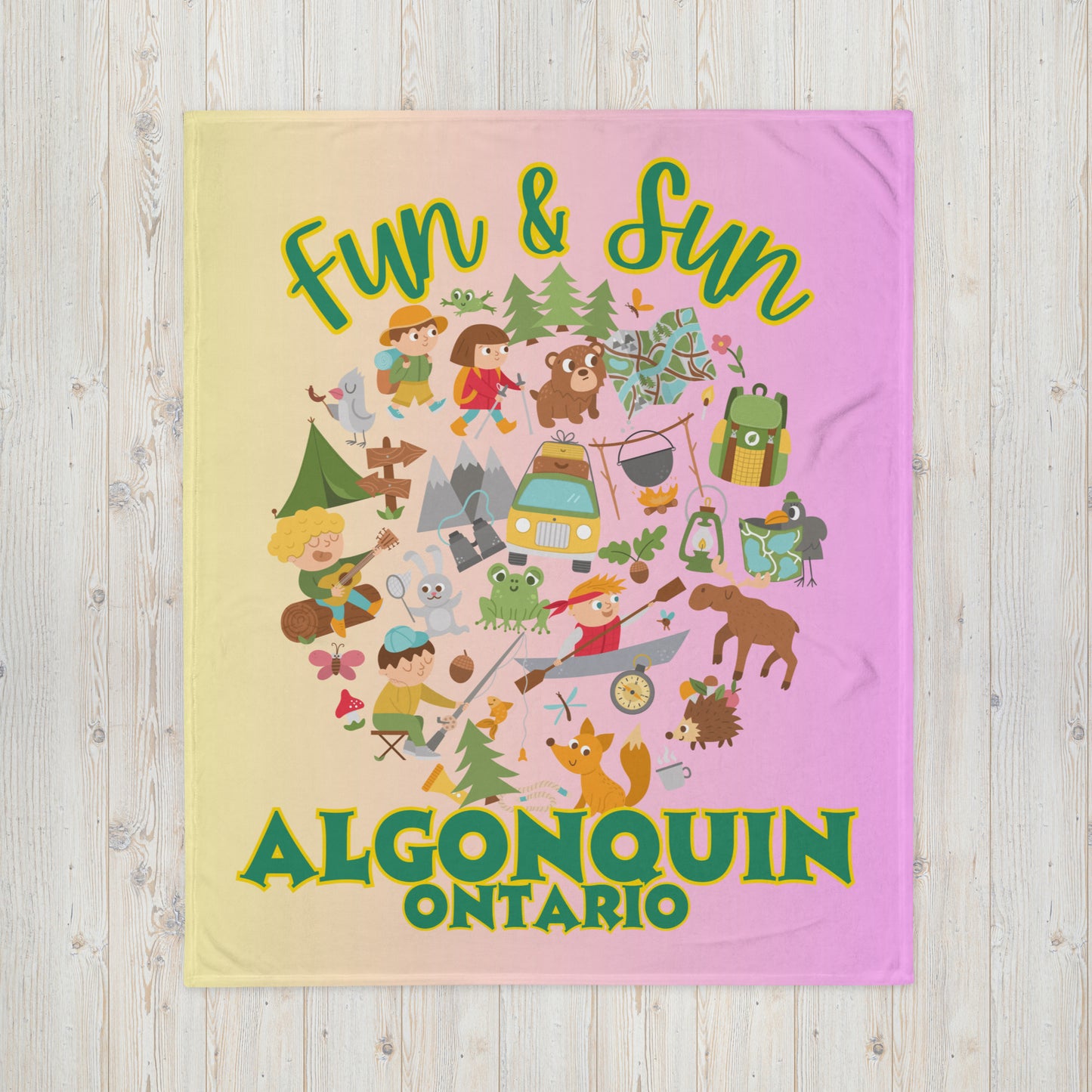 Algonquin Ontario - Fun & Sun - Campfire Blanket - Throw Blanket