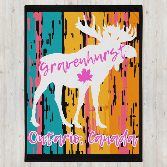 Gravenhurst Ontario Moose - Campfire Blanket - Throw Blanket