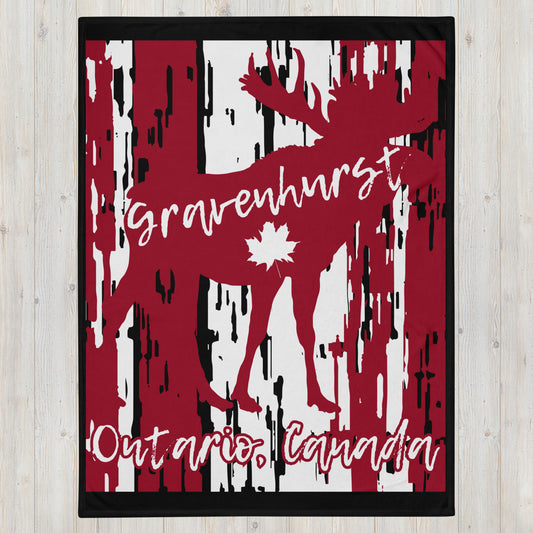 Gravenhurst Ontario Moose - Campfire Blanket - Throw Blanket