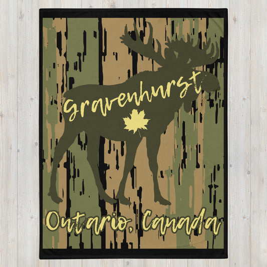 Gravenhurst Ontario Moose - Campfire Blanket - Throw Blanket