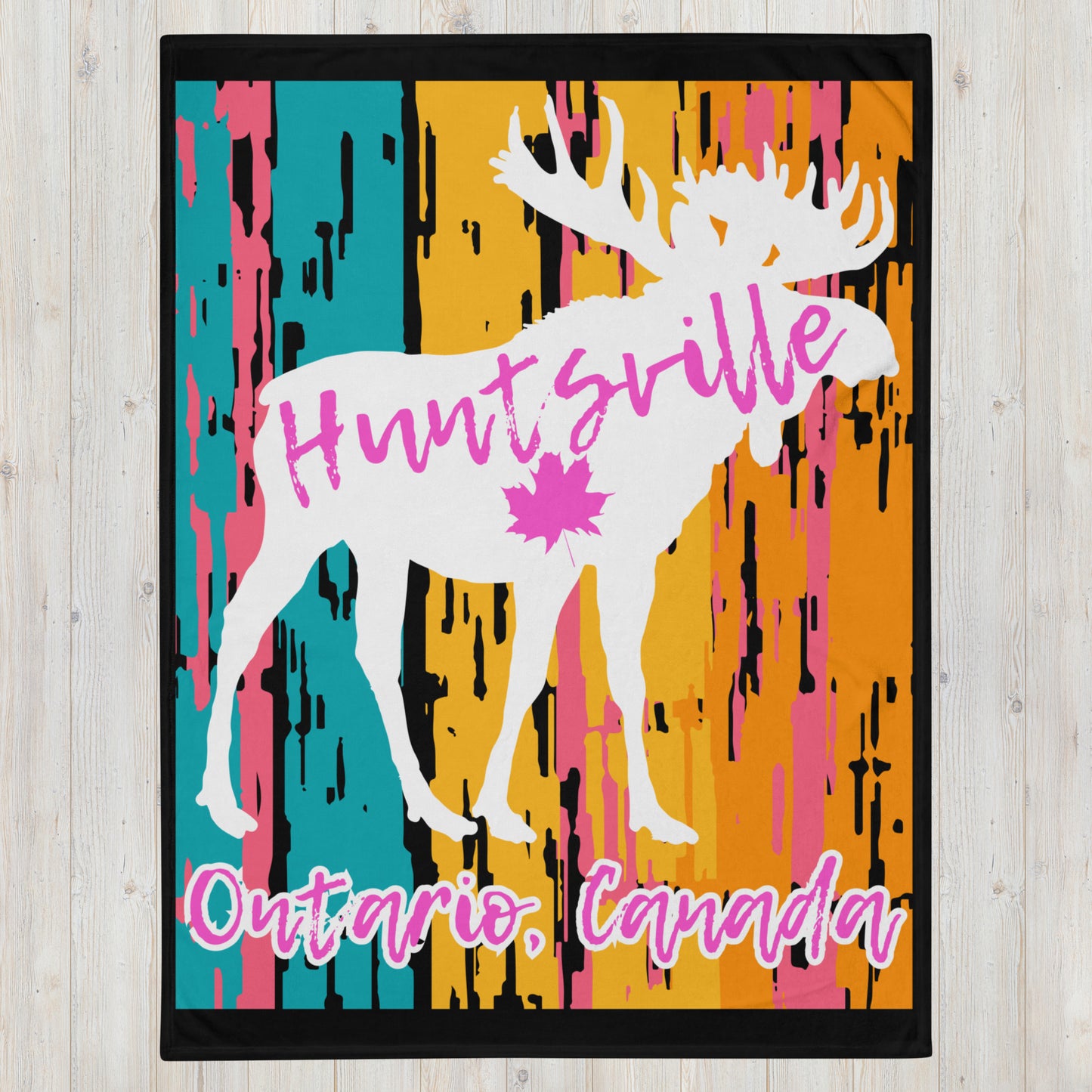 Huntsville Ontario Moose - Campfire Blanket - Throw Blanket
