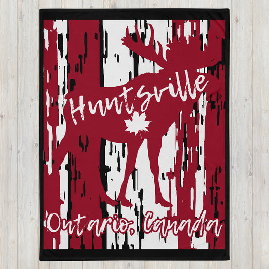 Huntsville Ontario Moose - Campfire Blanket - Throw Blanket