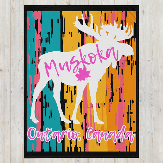 Muskoka Ontario Moose - Campfire Blanket - Throw Blanket
